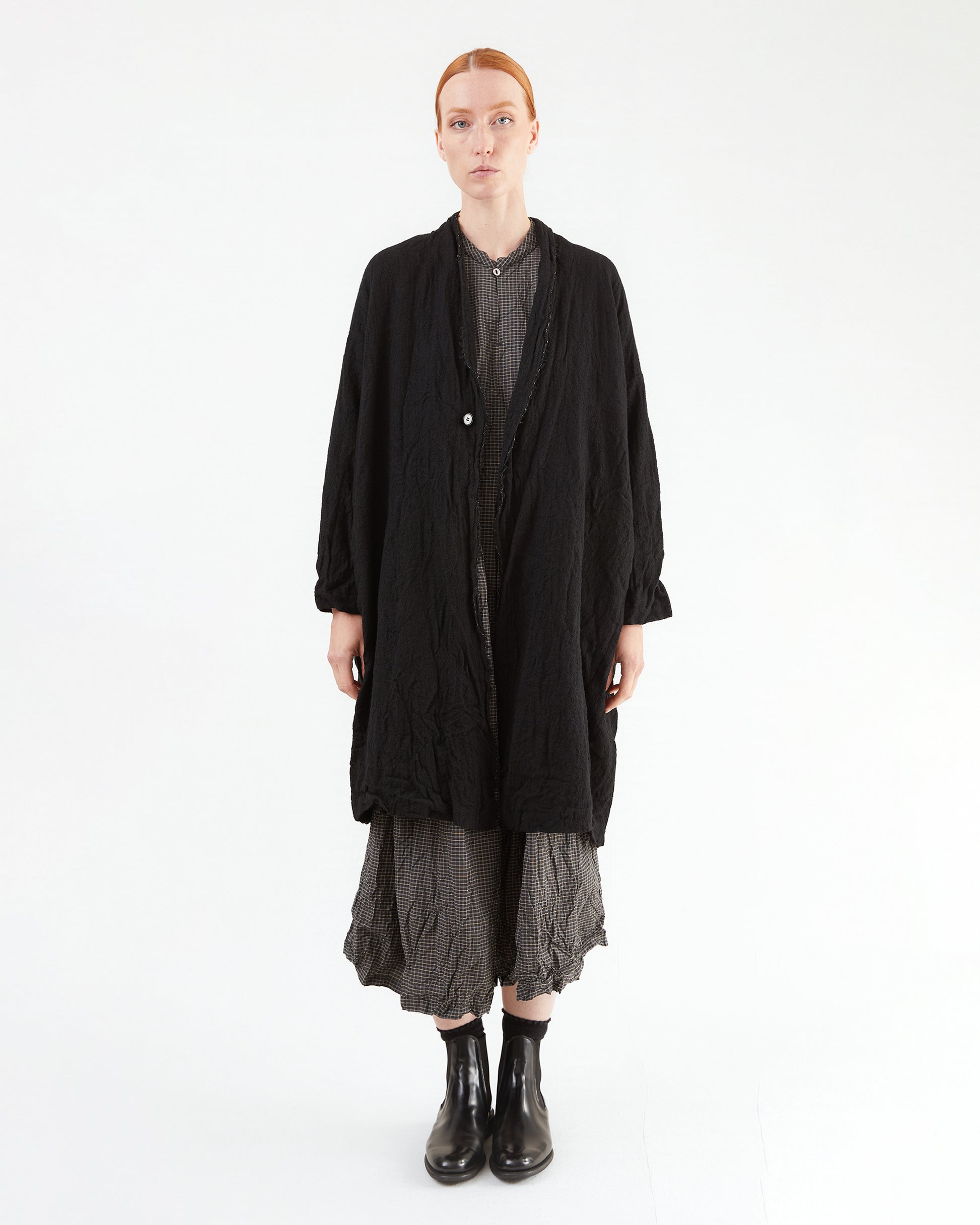 Pas de Calais Refined Wool Gauze Coat in Black