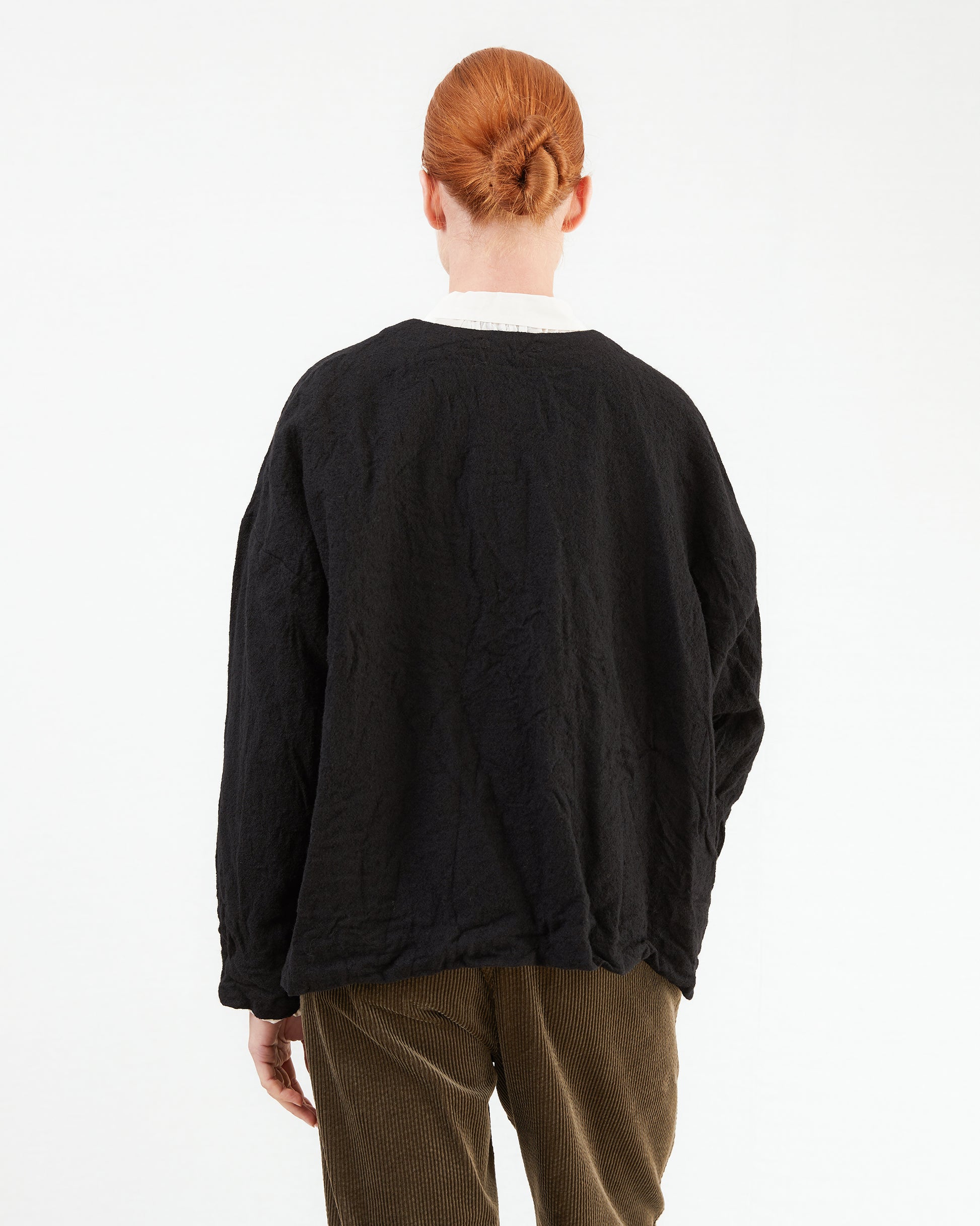 Pas de Calais Refined Wool Cardigan Jacket in Black