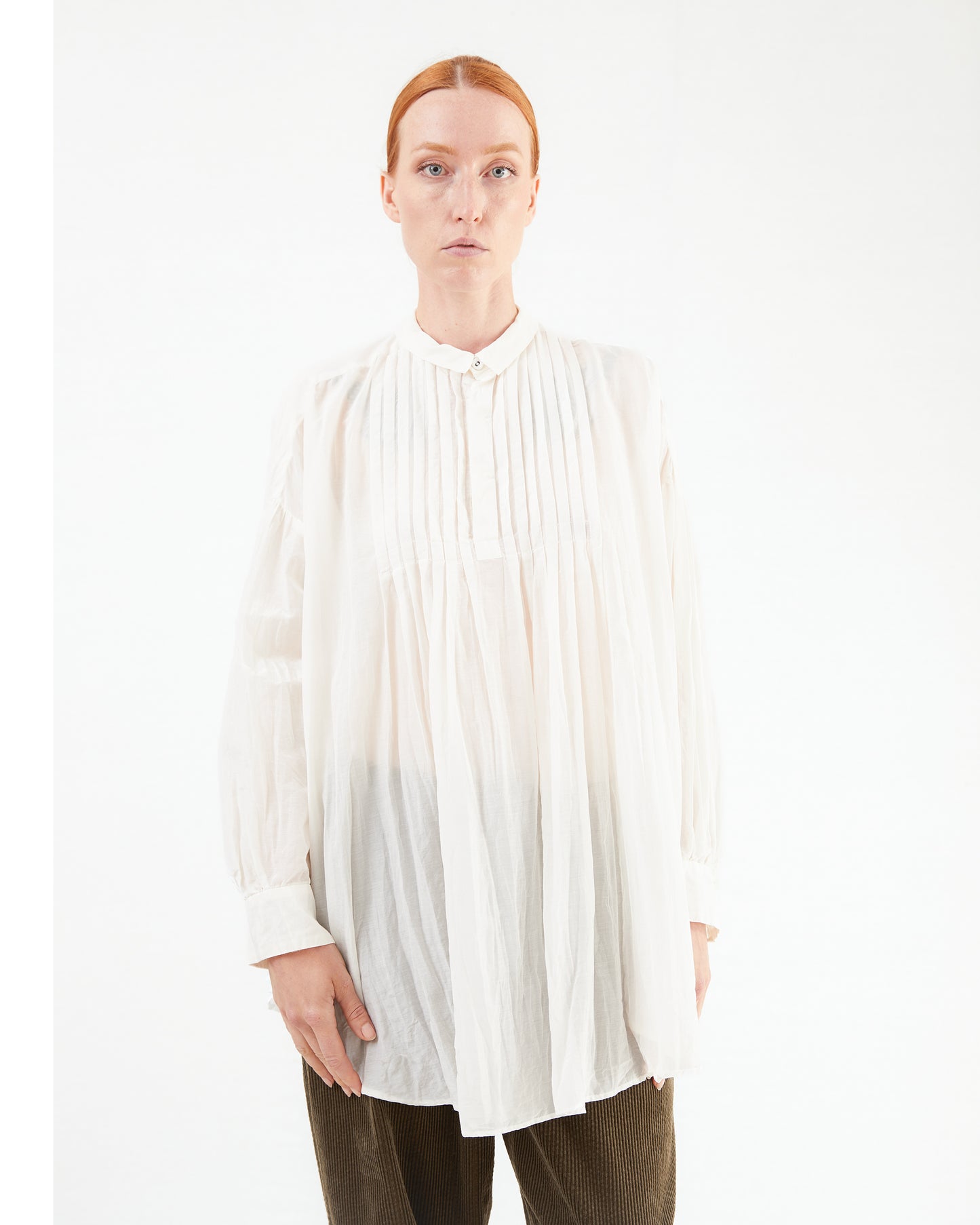 Pas de Calais Cotton Silk Lawn Voluminous Blouse in Off White