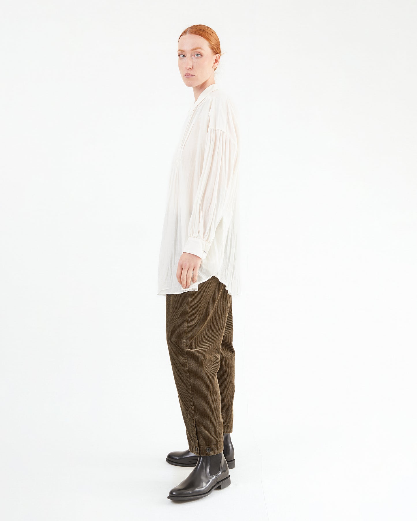 Pas de Calais Cotton Silk Lawn Voluminous Blouse in Off White