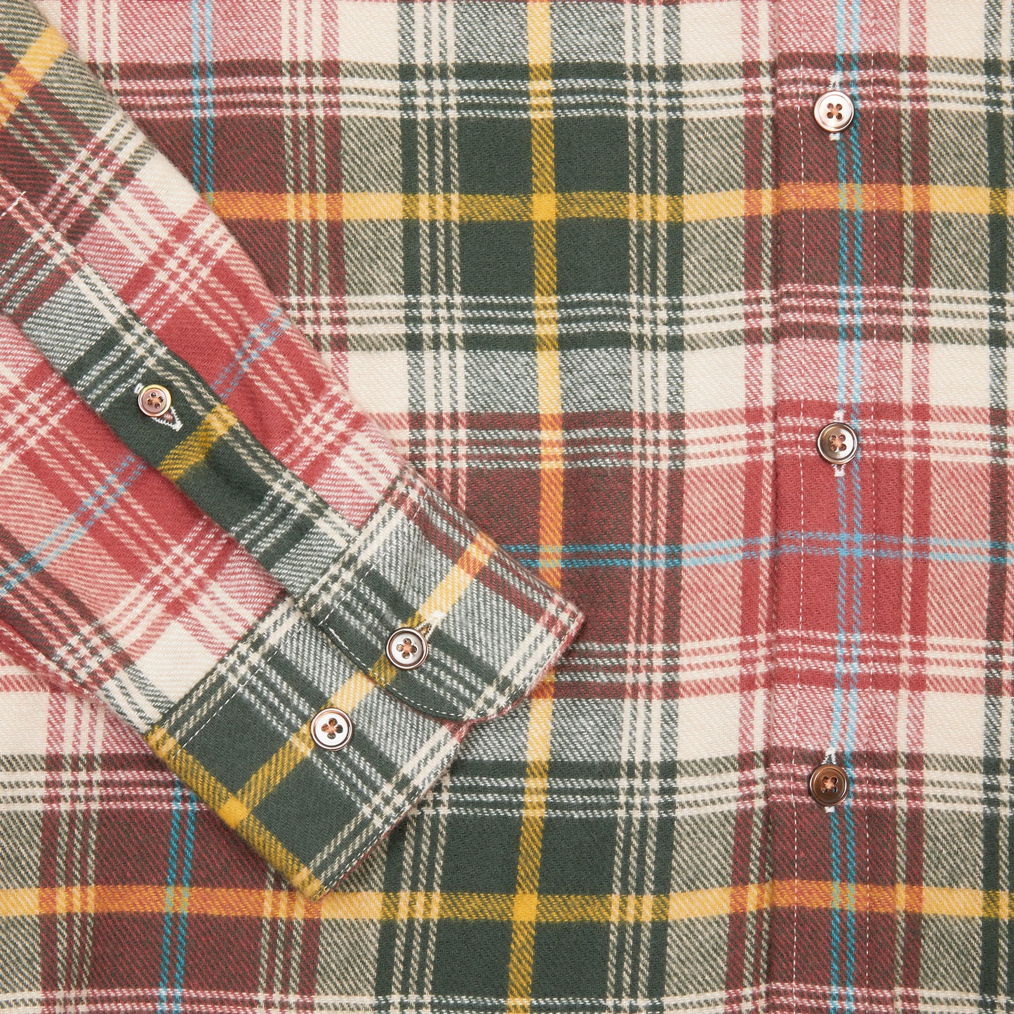 Portuguese Flannel Albi Flannel Shirt in Coral/Green Check