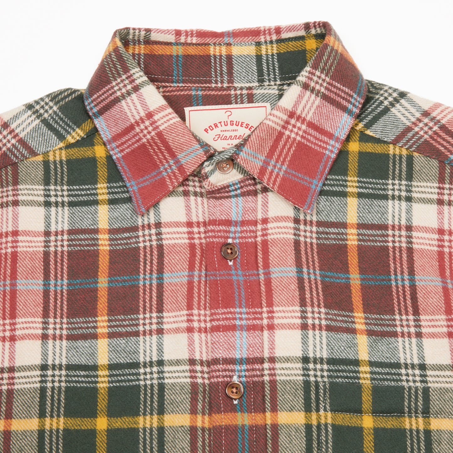 Portuguese Flannel Albi Flannel Shirt in Coral/Green Check