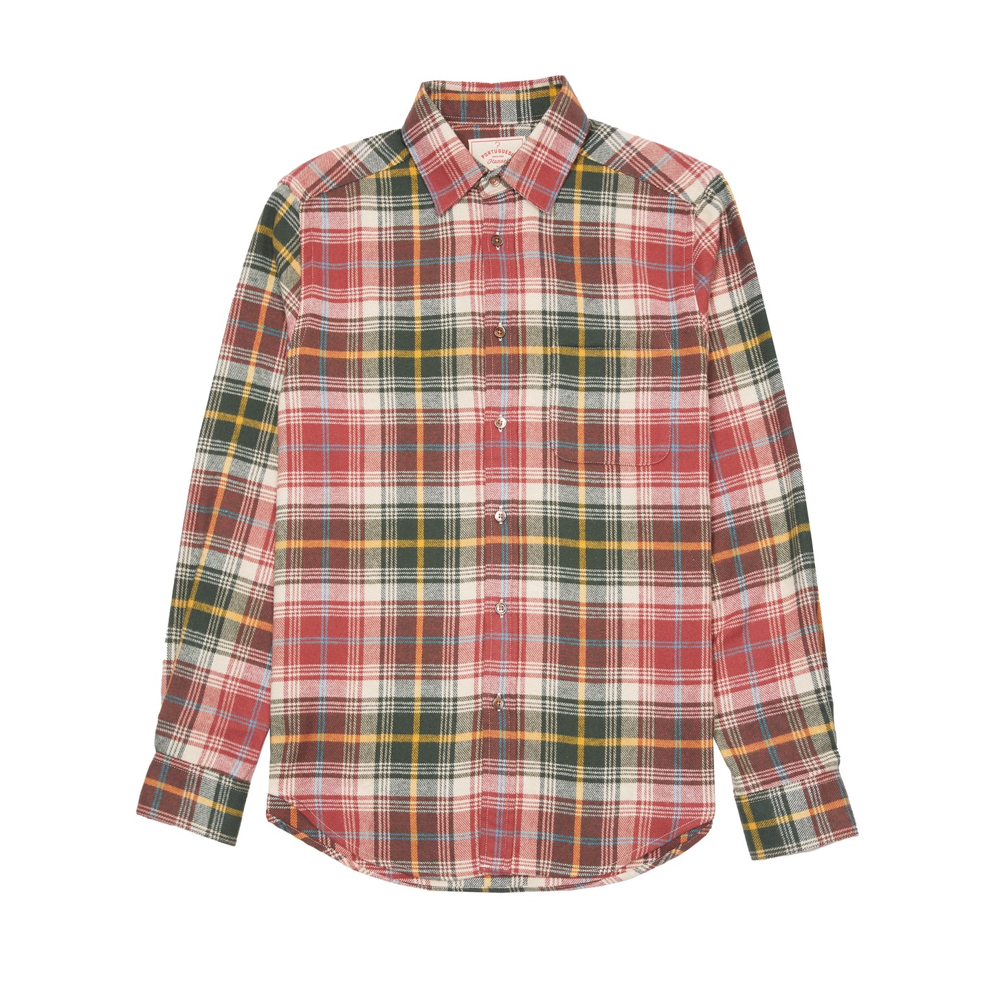 Portuguese Flannel Albi Flannel Shirt in Coral/Green Check