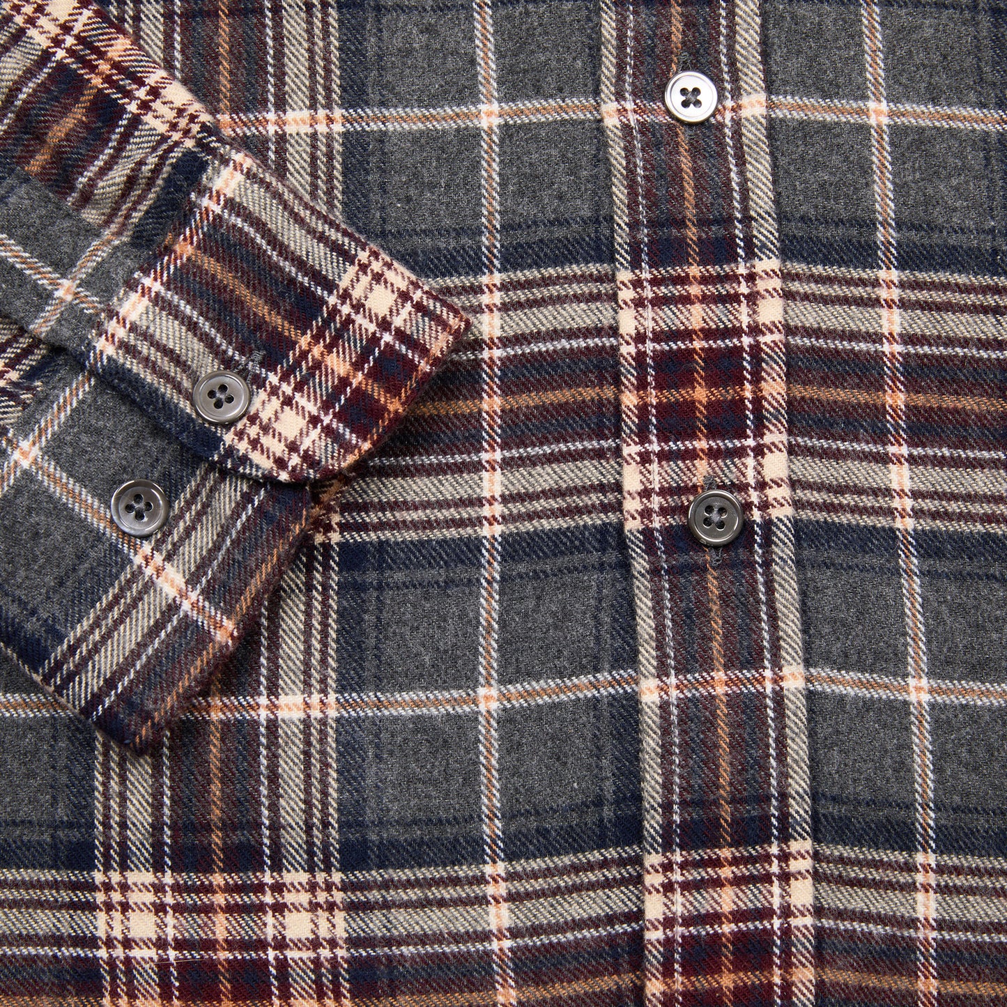 Portuguese Flannel Augusta Flannel Button Down Shirt in Charcoal x Burgundy Check