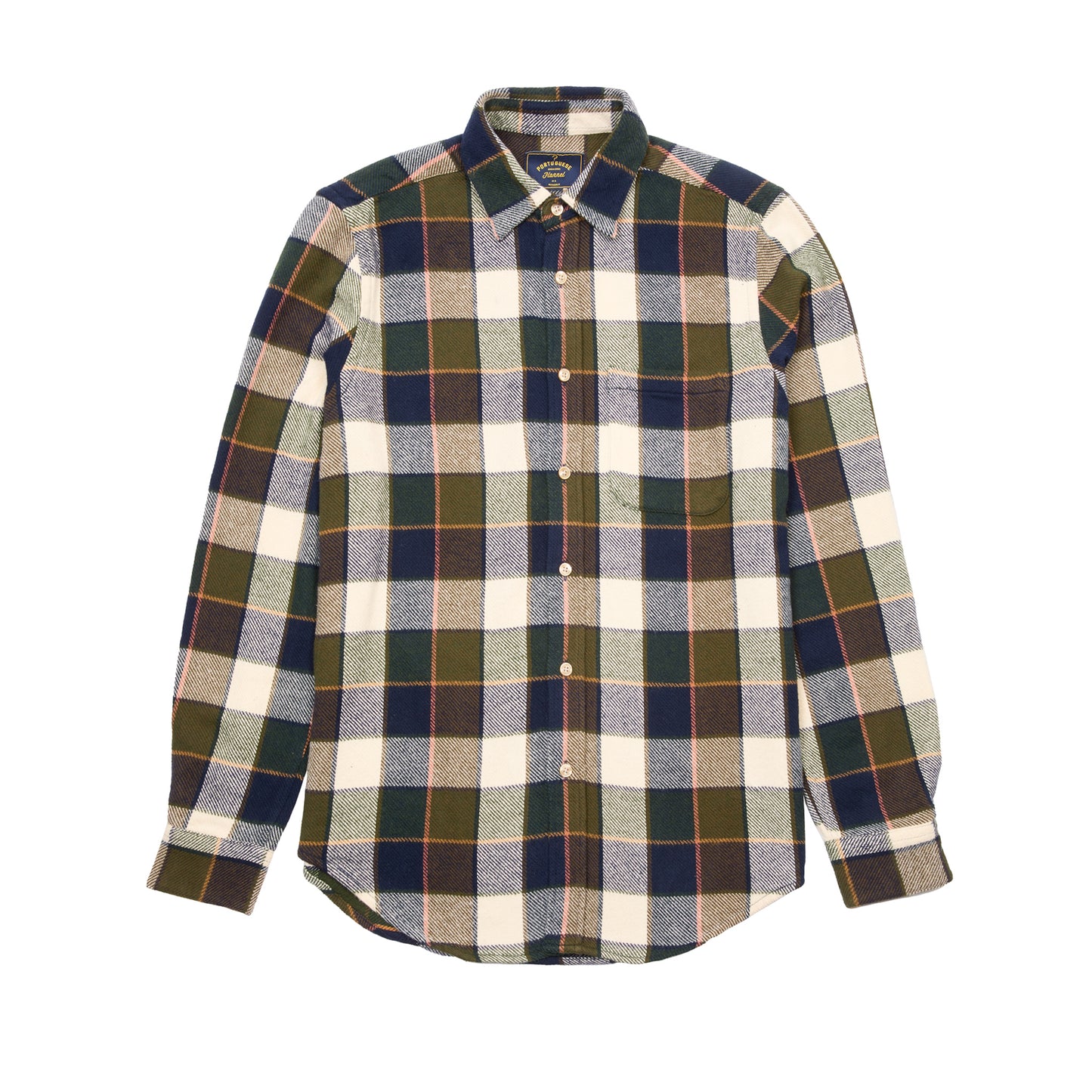 Portuguese Flannel Pine Flannel Shirt Green x Navy Check