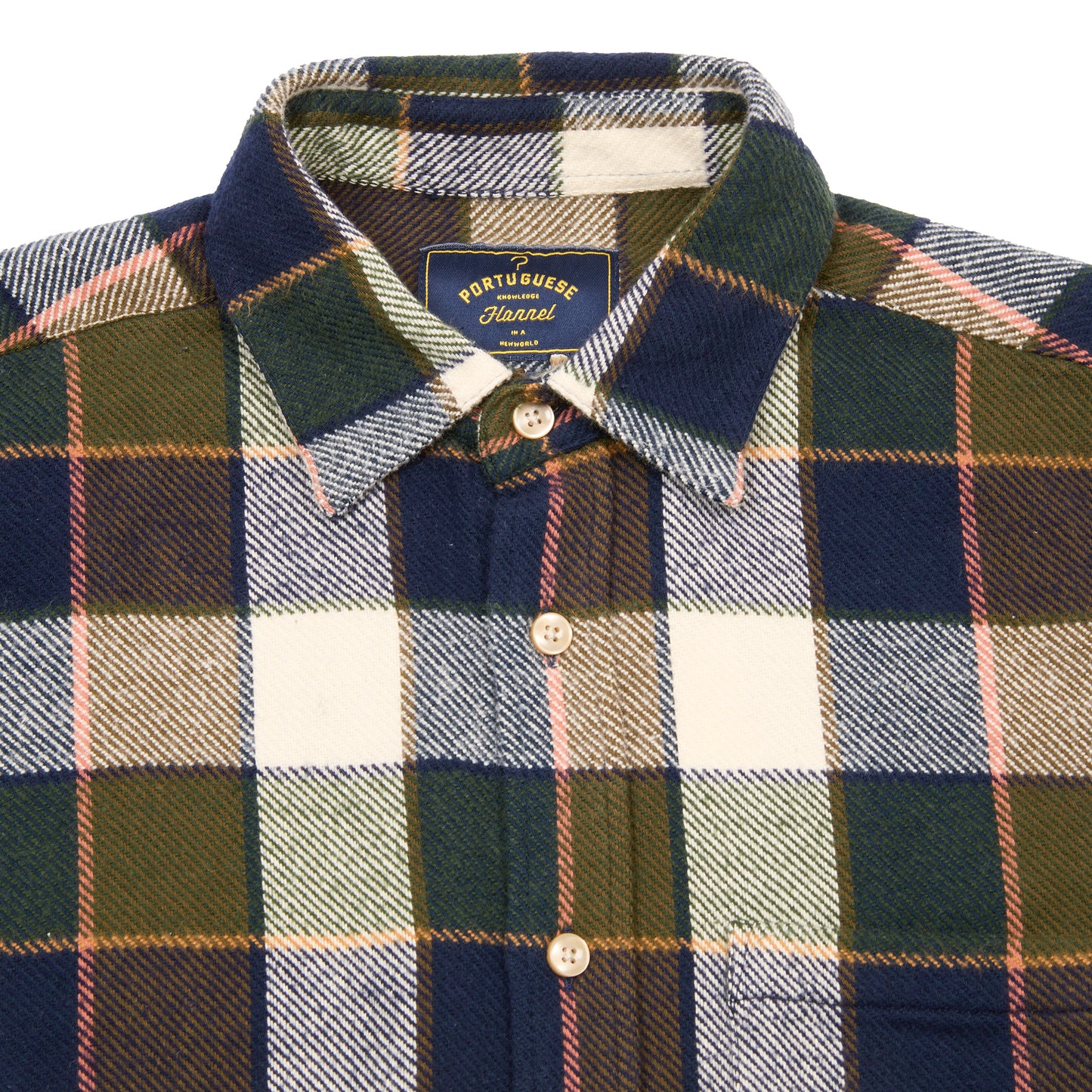 Portuguese Flannel Pine Flannel Shirt Green x Navy Check