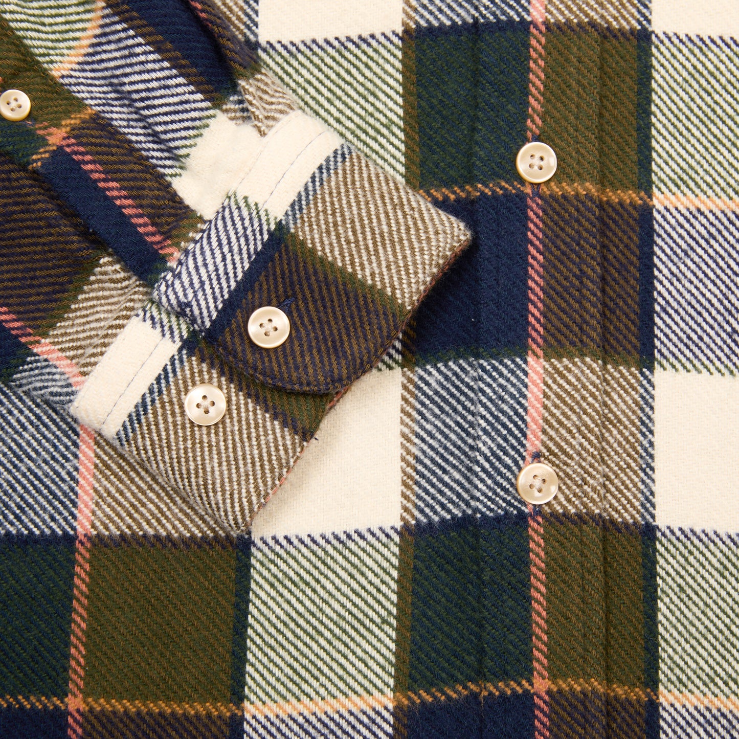 Portuguese Flannel Pine Flannel Shirt Green x Navy Check