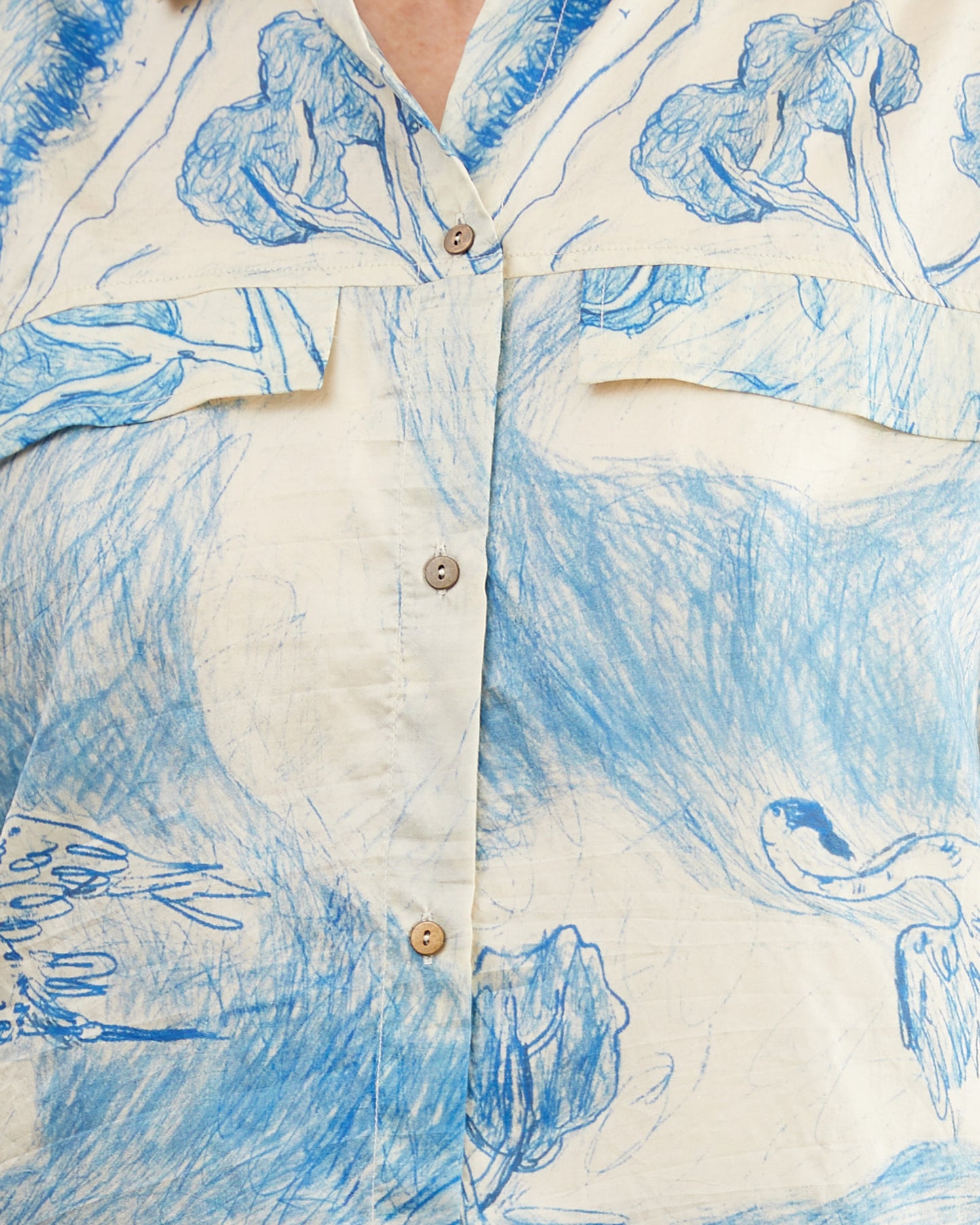 Runaway Bicycle Alfie Blue Printed Silk Shirt