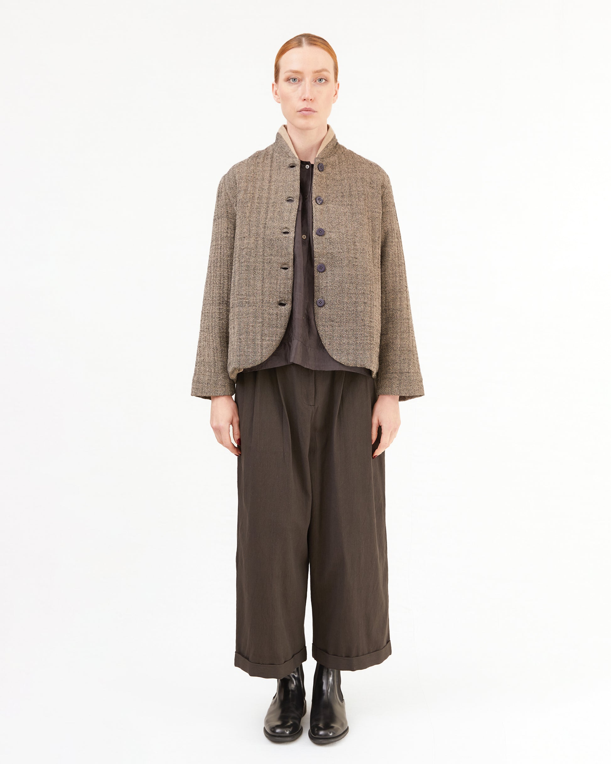 Runaway Bicycle Leo Short Jacket in Herringbone