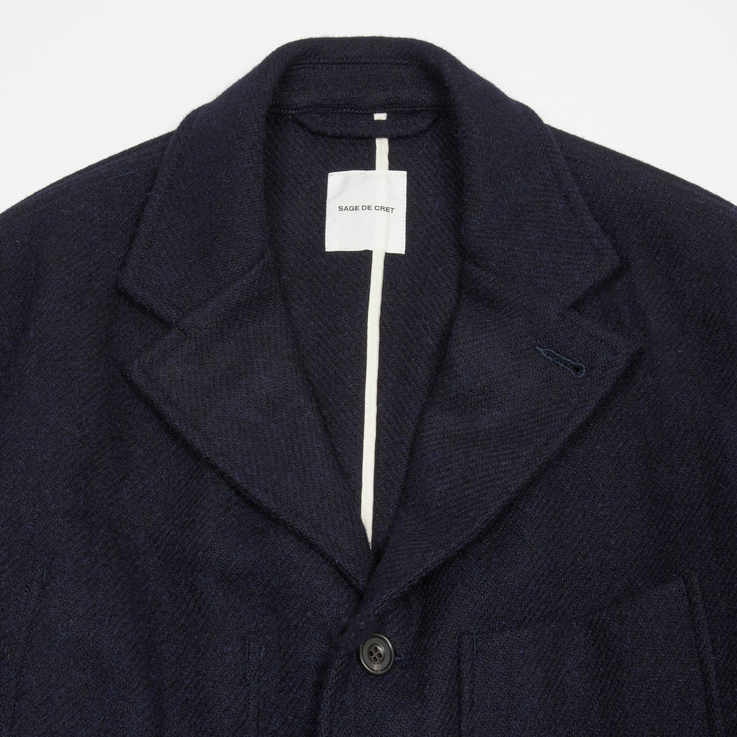 Sage de Cret Harris Tweed Tailored Jacket in Navy