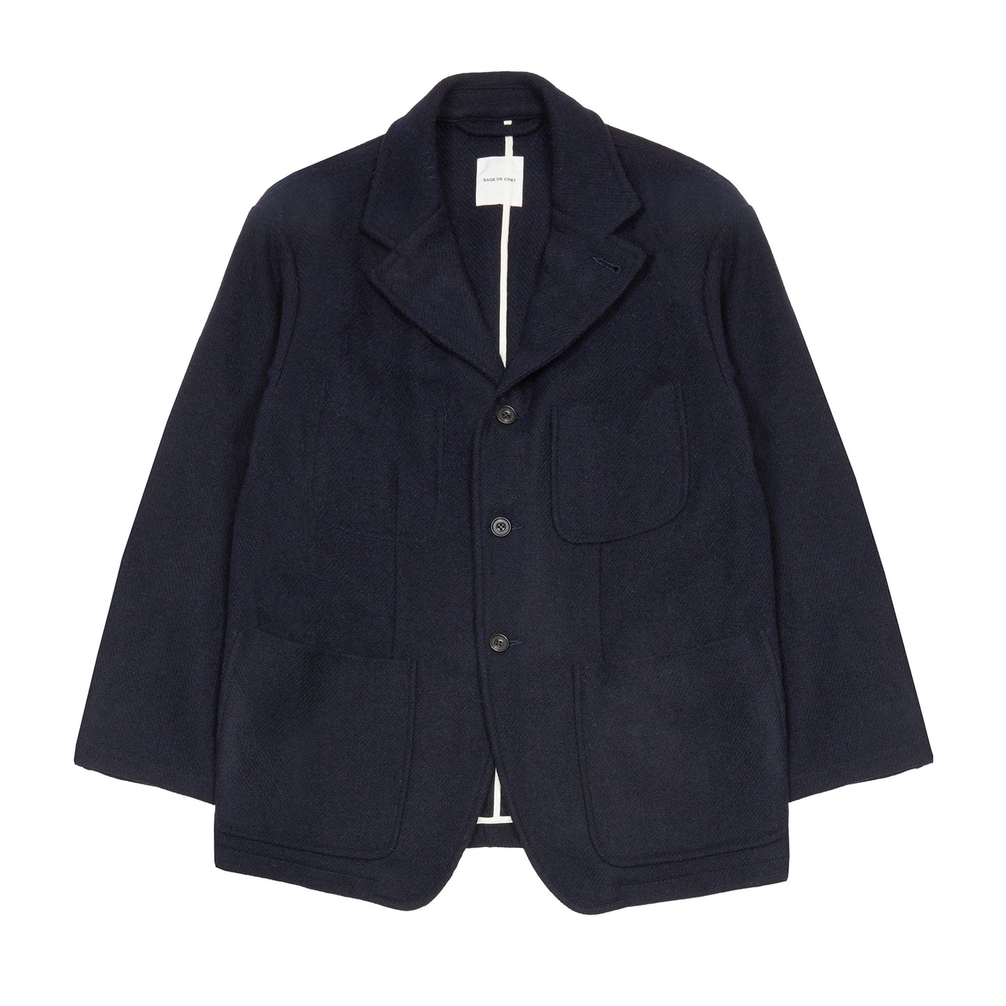 Sage de Cret Harris Tweed Tailored Jacket in Navy