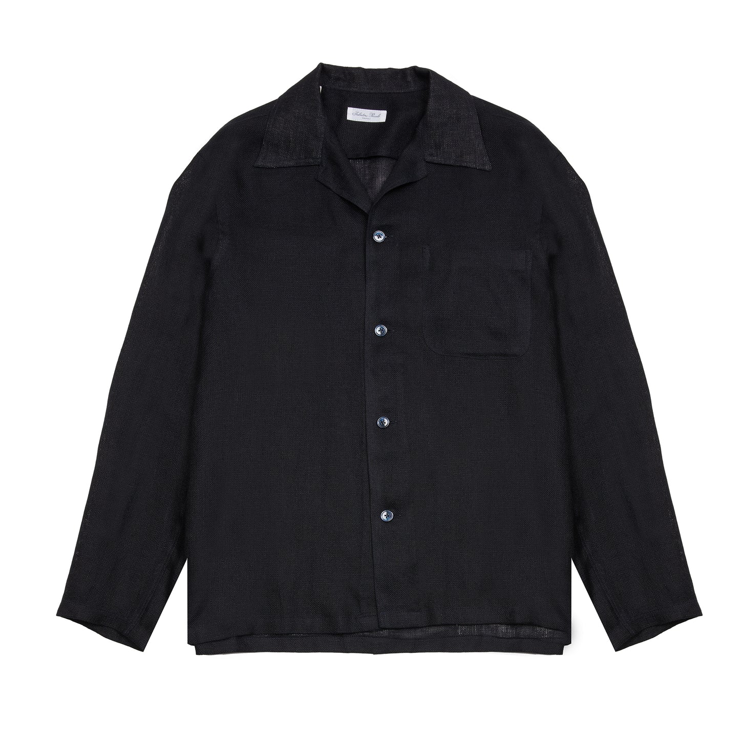 Salvatore Piccolo Vietnam Linen Overshirt in Black