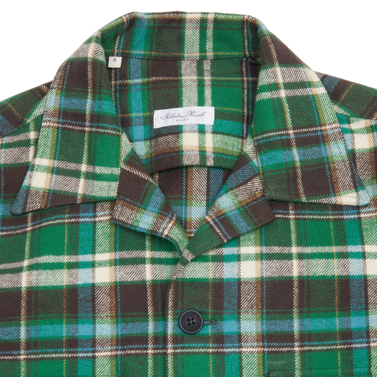 Salvatore Piccolo Vietnam Flannel Overshirt in Green Check
