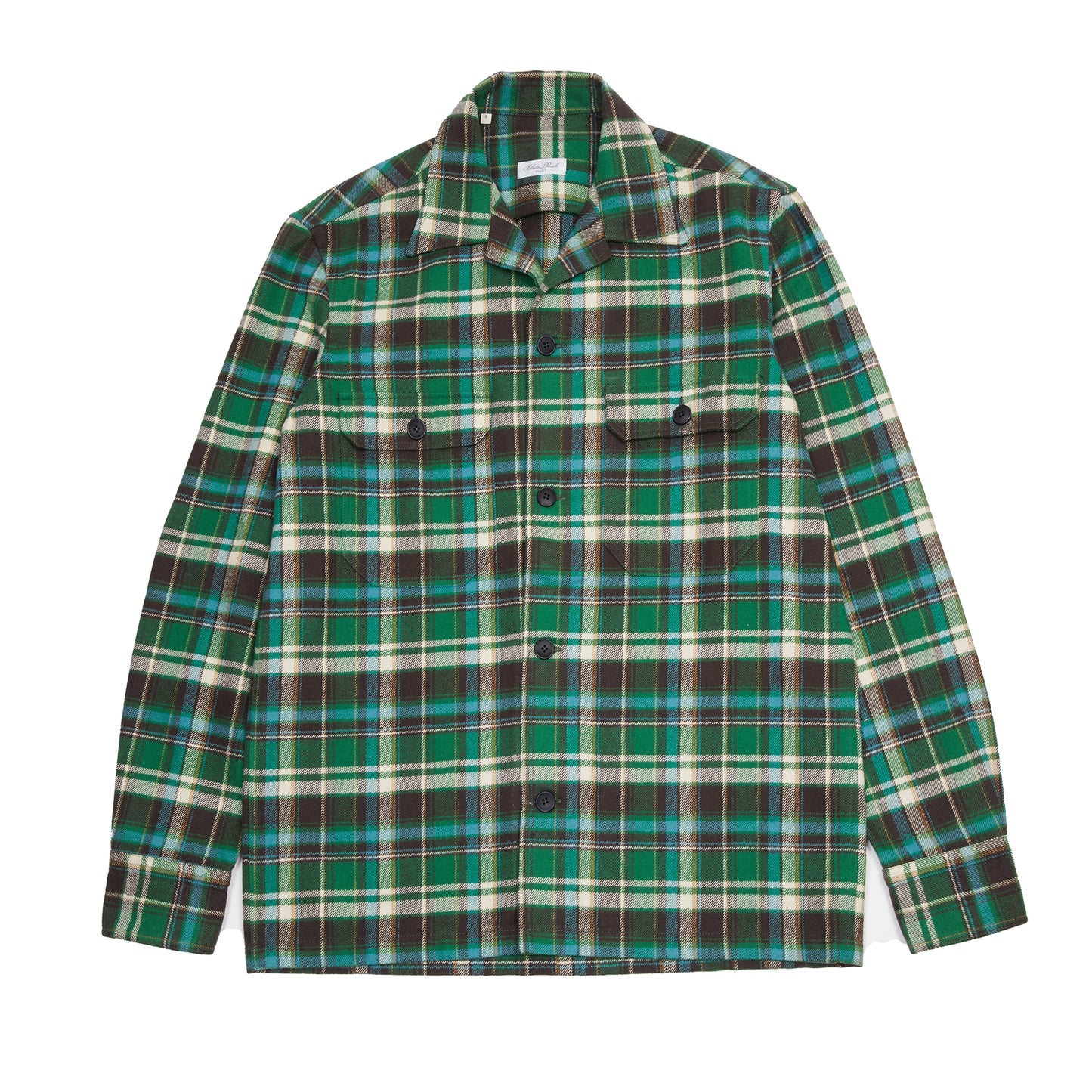 Salvatore Piccolo Vietnam Flannel Overshirt in Green Check
