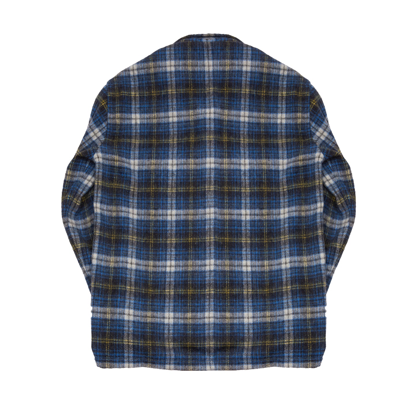 Salvatore Piccolo Vietnam Wool Flannel Overshirt in Blue/ Yellow Check