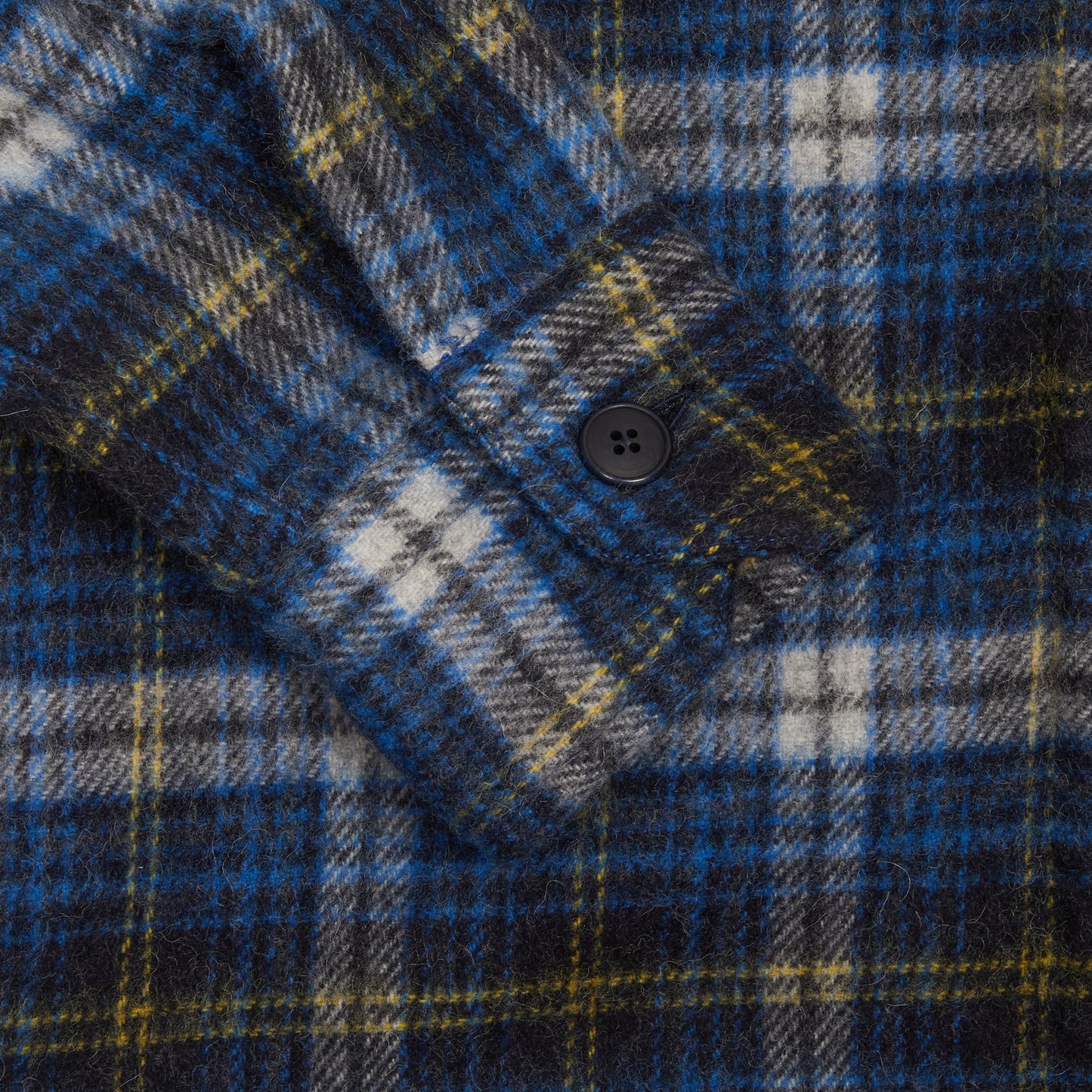 Salvatore Piccolo Vietnam Wool Flannel Overshirt in Blue/ Yellow Check