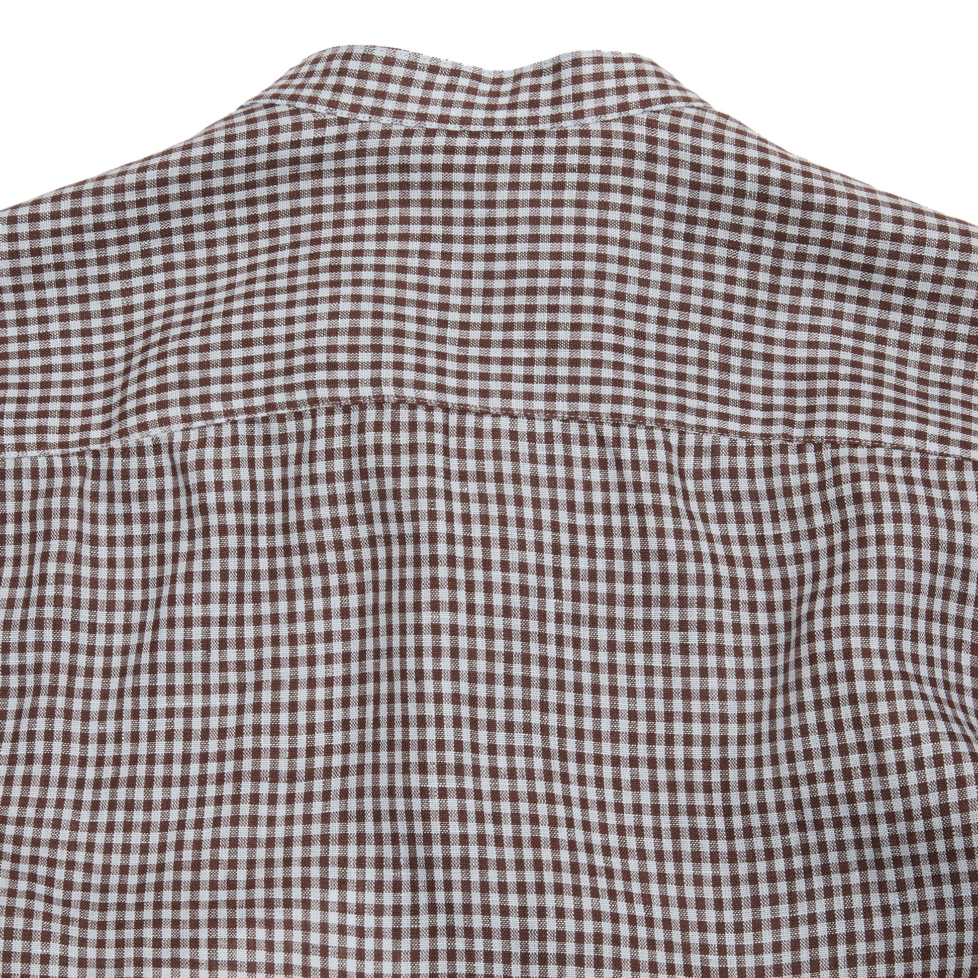 Salvatore Piccolo Classico Linen Shirt in Brown Gingham