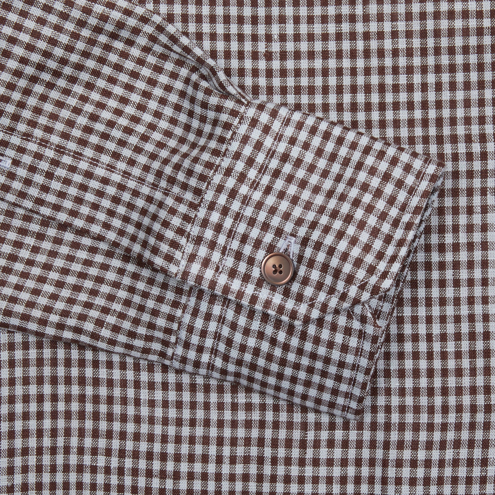 Salvatore Piccolo Classico Linen Shirt in Brown Gingham
