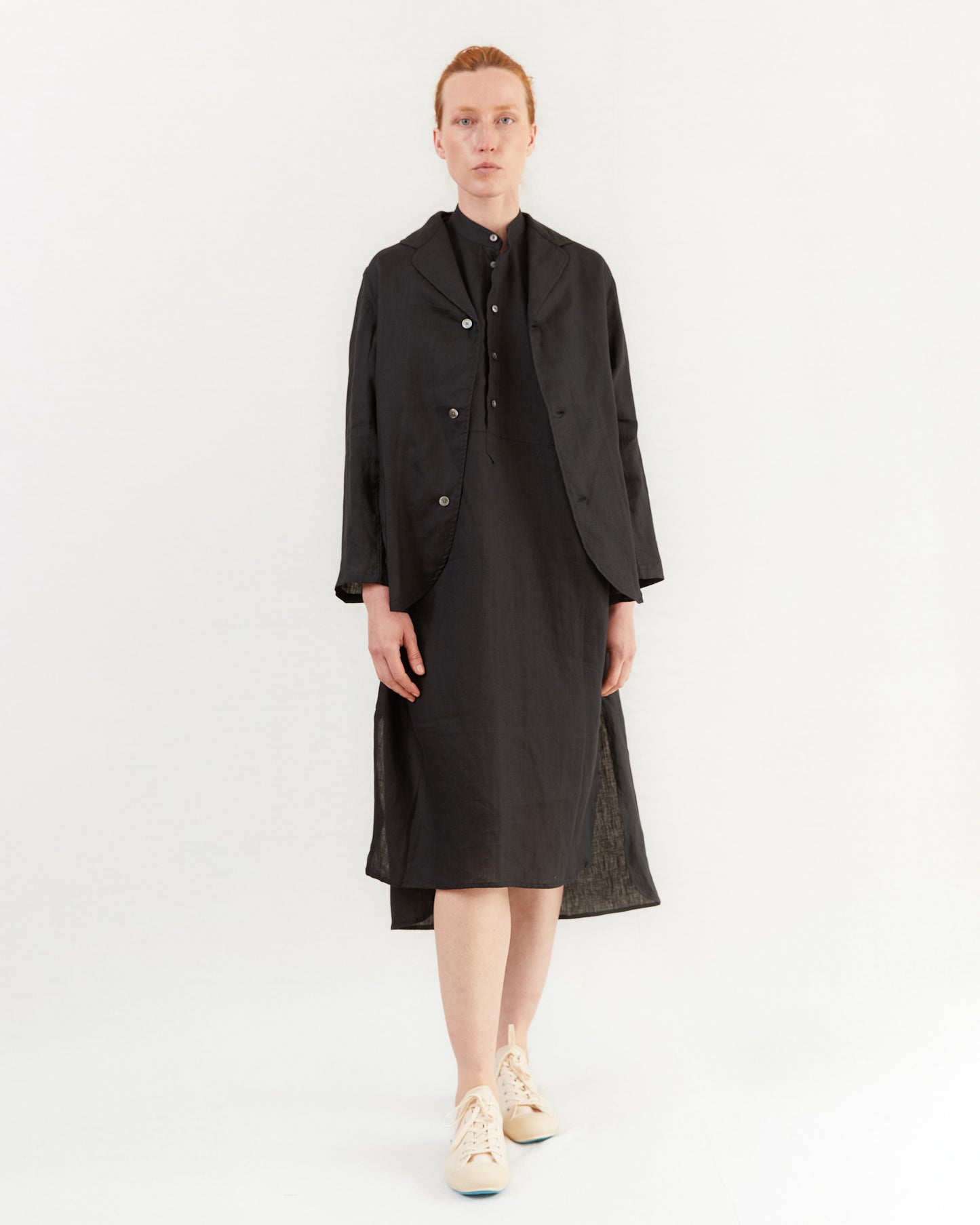 Salvatore Piccolo Women's Linen Shirt Jacket in Black