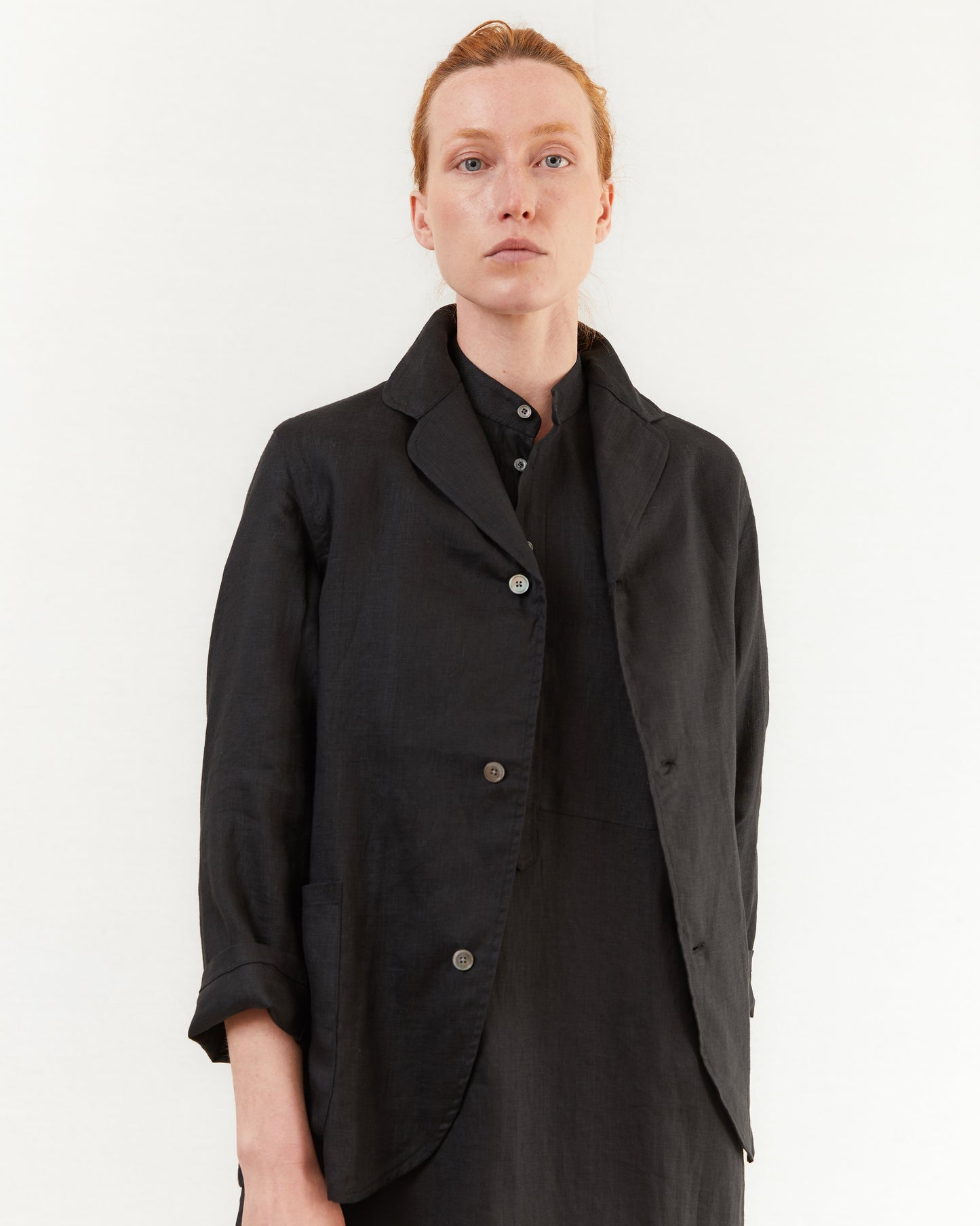 Salvatore Piccolo Women's Linen Shirt Jacket in Black