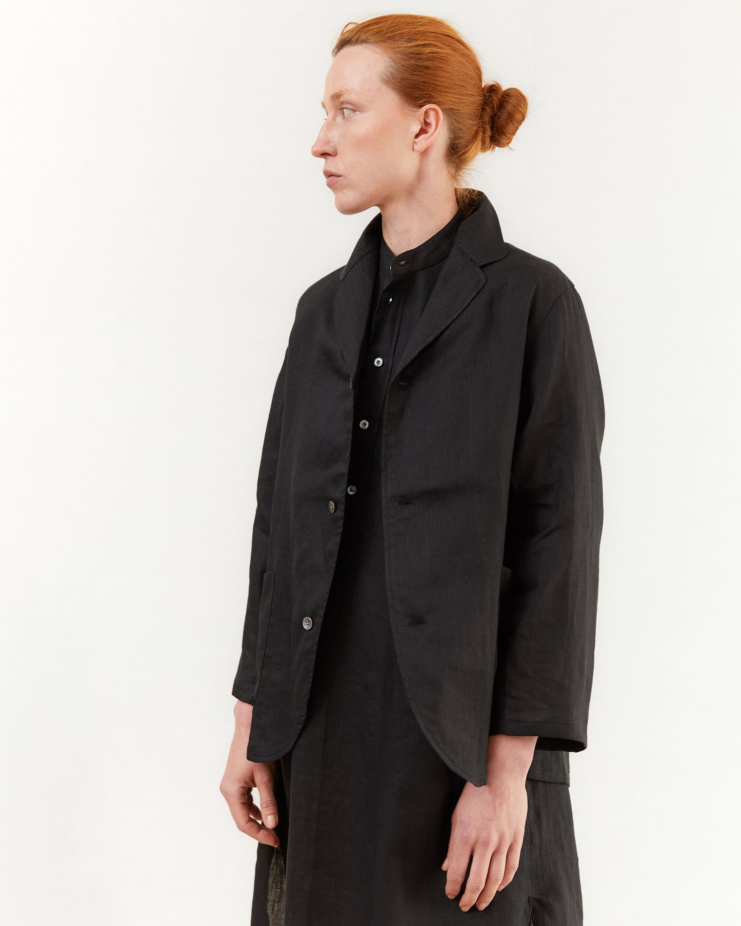 Salvatore Piccolo Women's Linen Shirt Jacket in Black