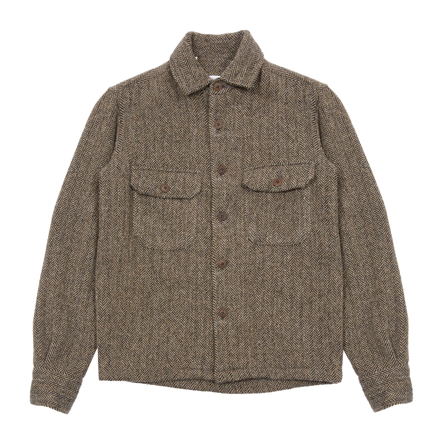 Salvatore Piccolo Zima Wool Overshirt in Grey Herringbone