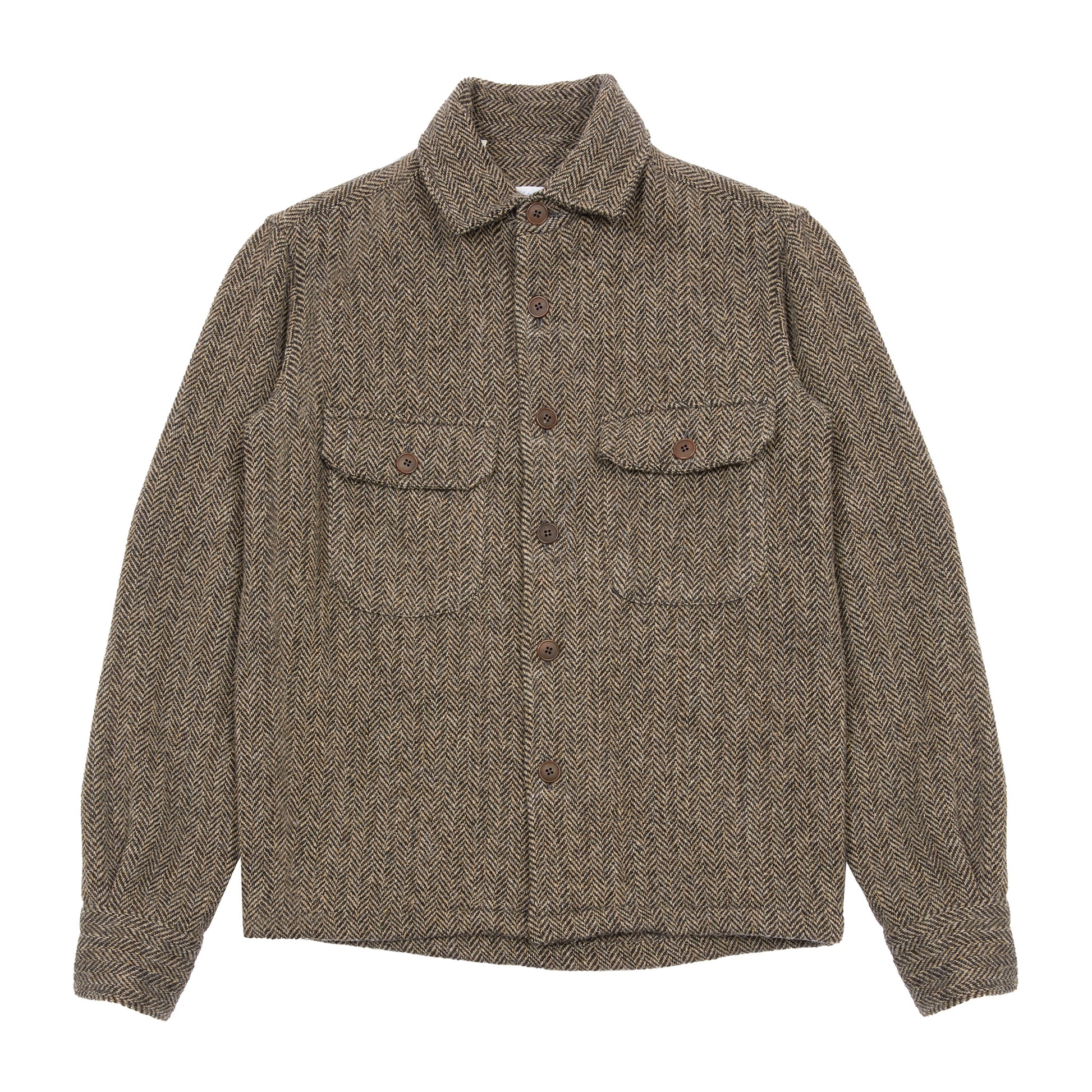 Salvatore Piccolo Zima Wool Overshirt in Grey Herringbone