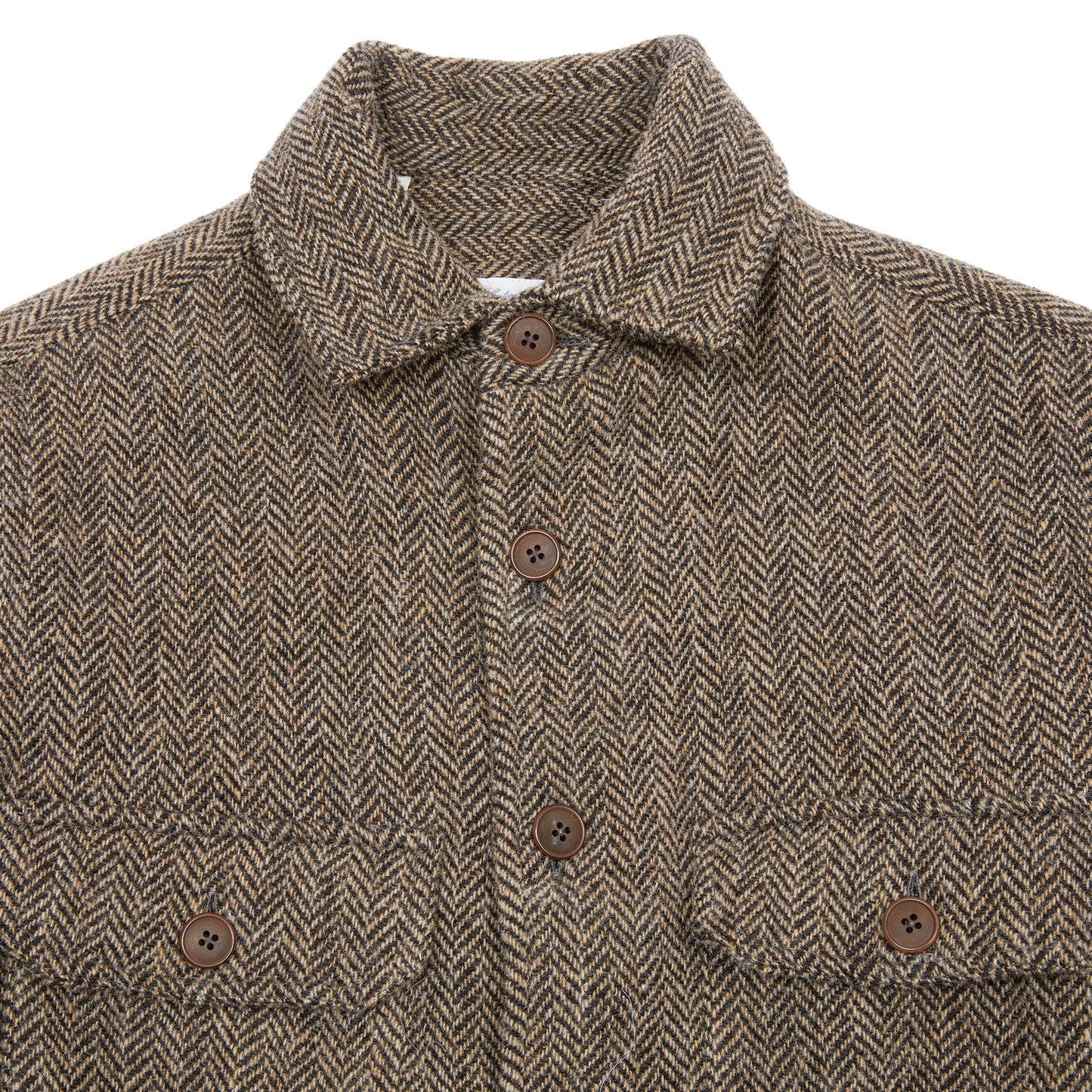 Salvatore Piccolo Zima Wool Overshirt in Grey Herringbone
