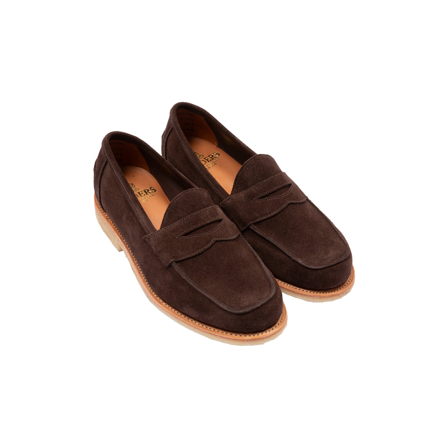 Sanders Edwin Penny Loafer in Mocha Suede