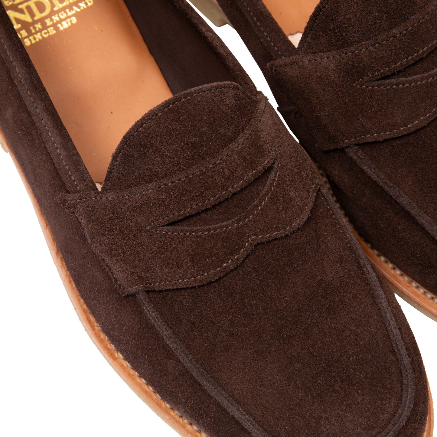 Sanders Edwin Penny Loafer in Mocha Suede