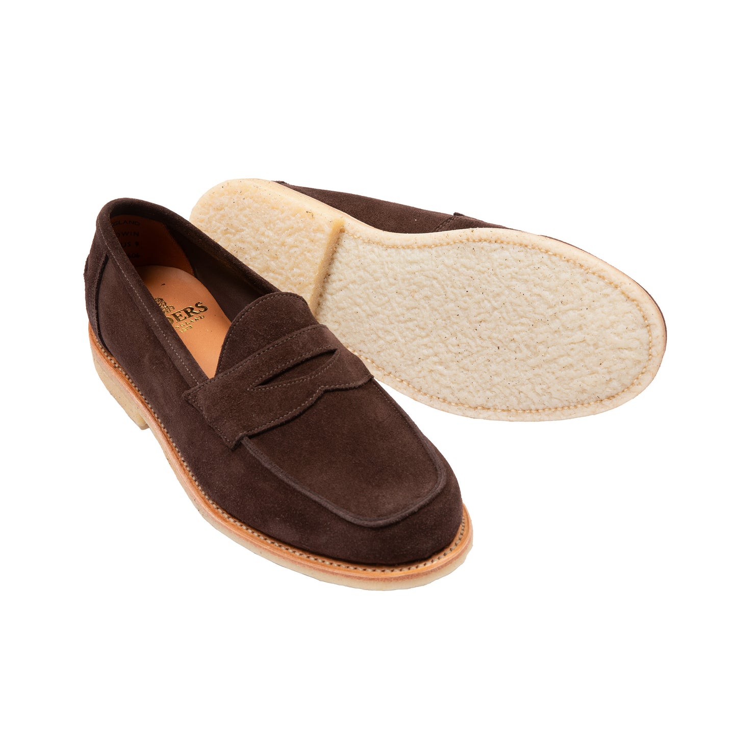 Sanders Edwin Penny Loafer in Mocha Suede