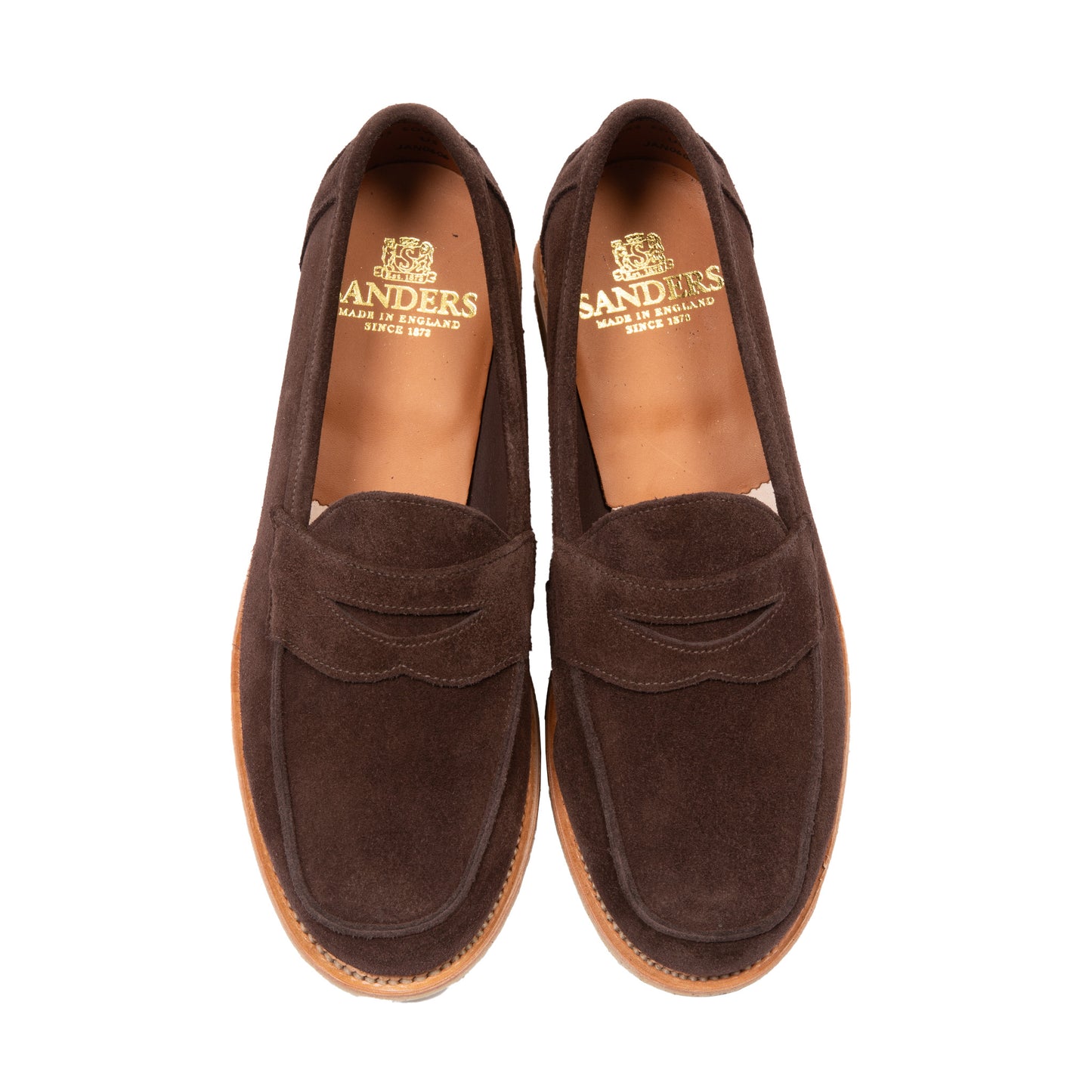 Sanders Edwin Penny Loafer in Mocha Suede