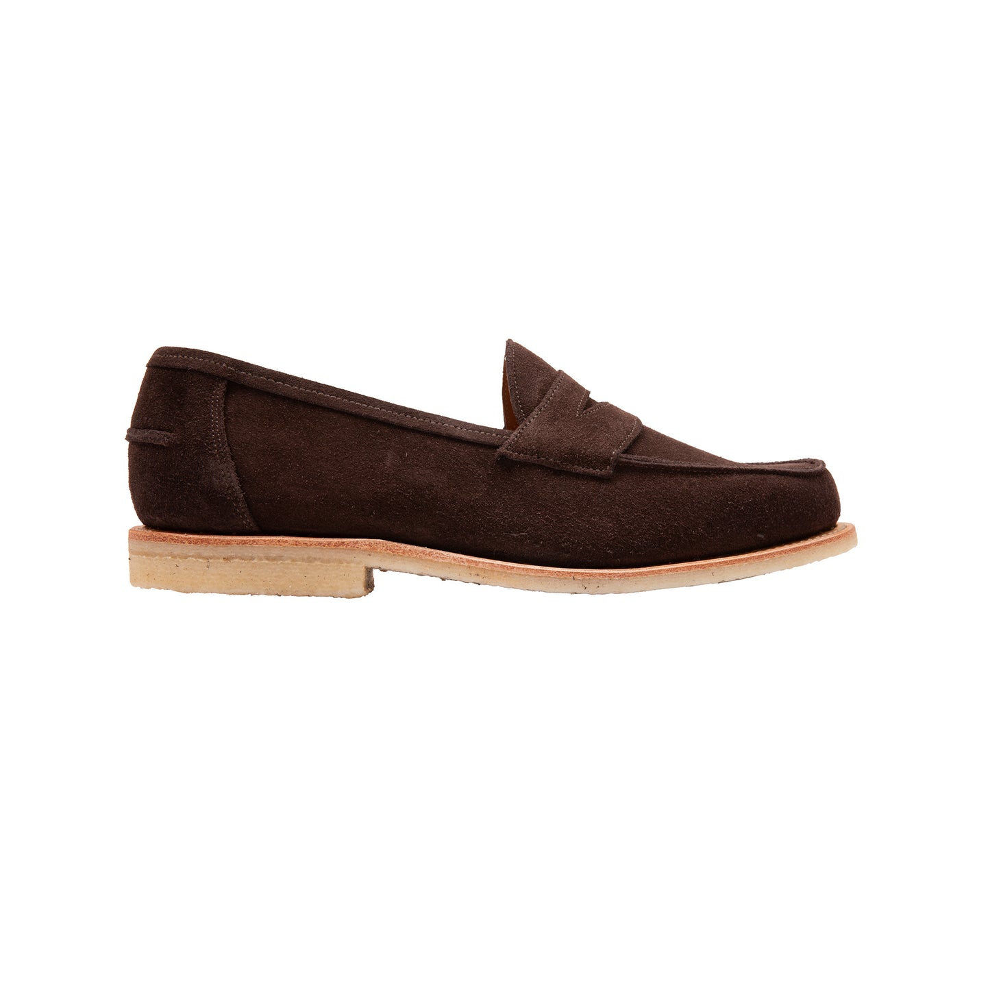 Sanders Edwin Penny Loafer in Mocha Suede