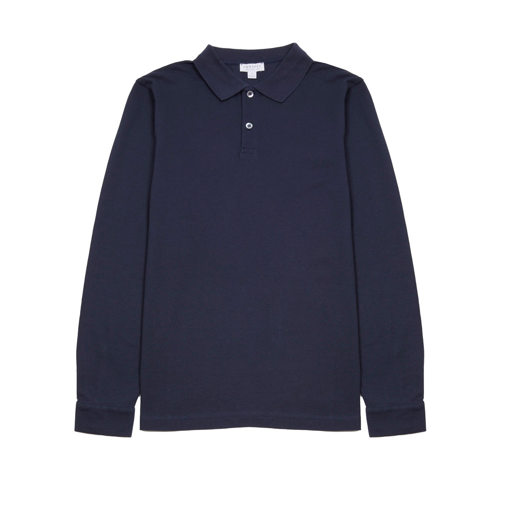 Sunspel riviera navy blue polo shirt on sale