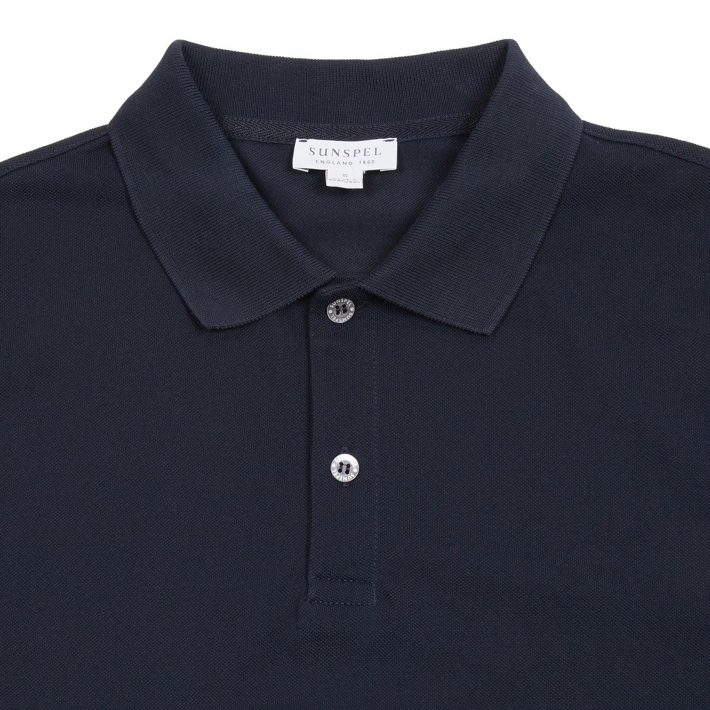 Sunspel Piqué Polo Shirt in Midnight Navy
