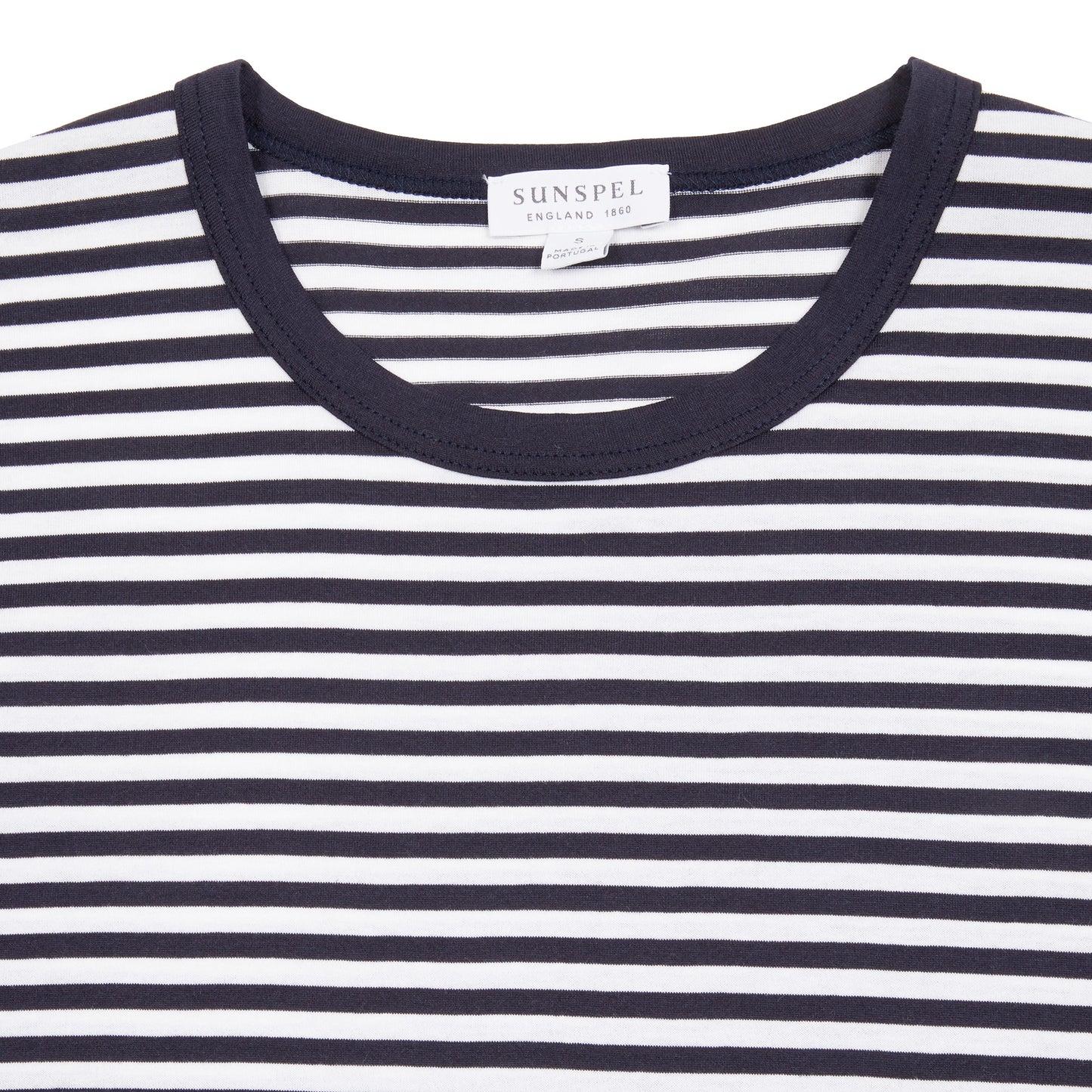 Sunspel Classic T-Shirt in White/Navy Stripe