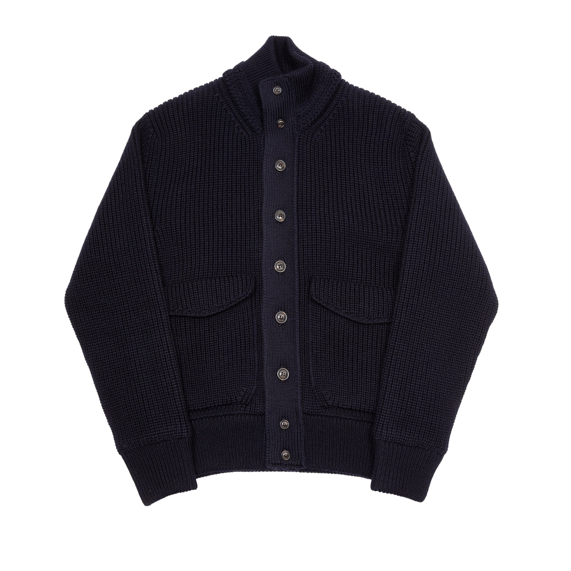 Valstar Valstarino Knitted Virgin Wool Jacket in Navy