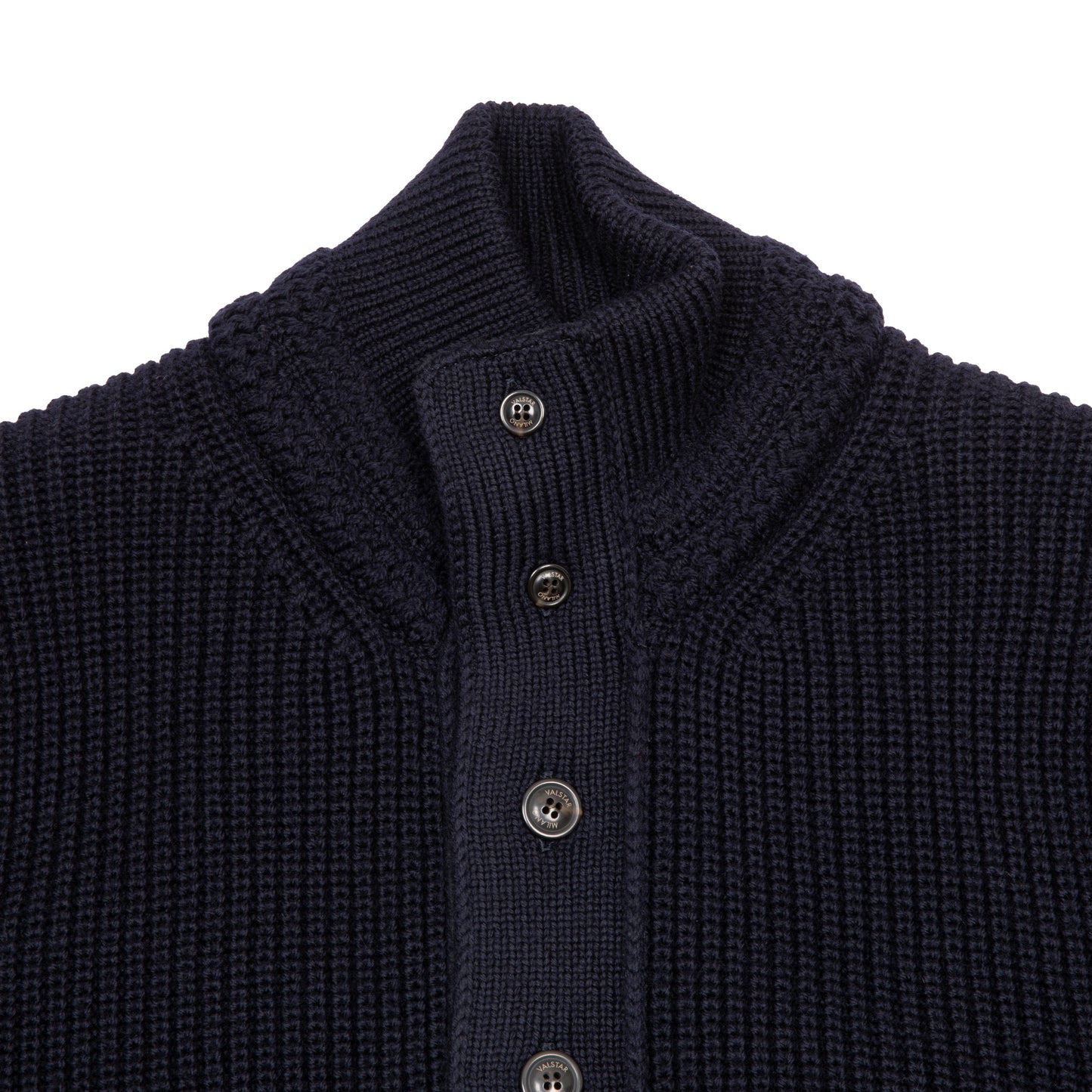 Valstar Valstarino Knitted Virgin Wool Jacket in Navy