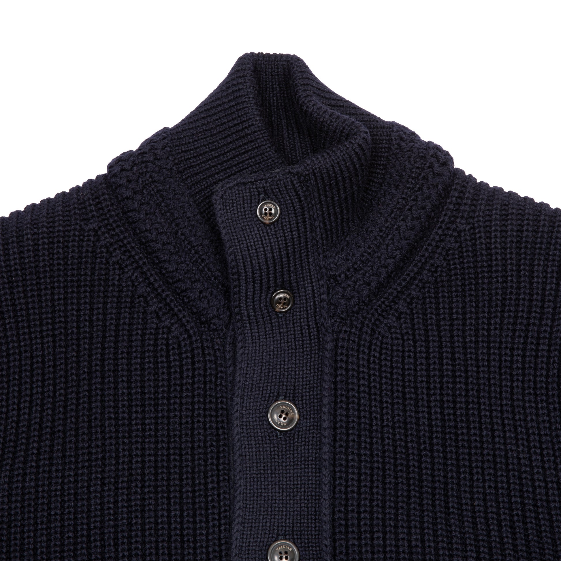 Valstar Valstarino Knitted Virgin Wool Jacket in Navy