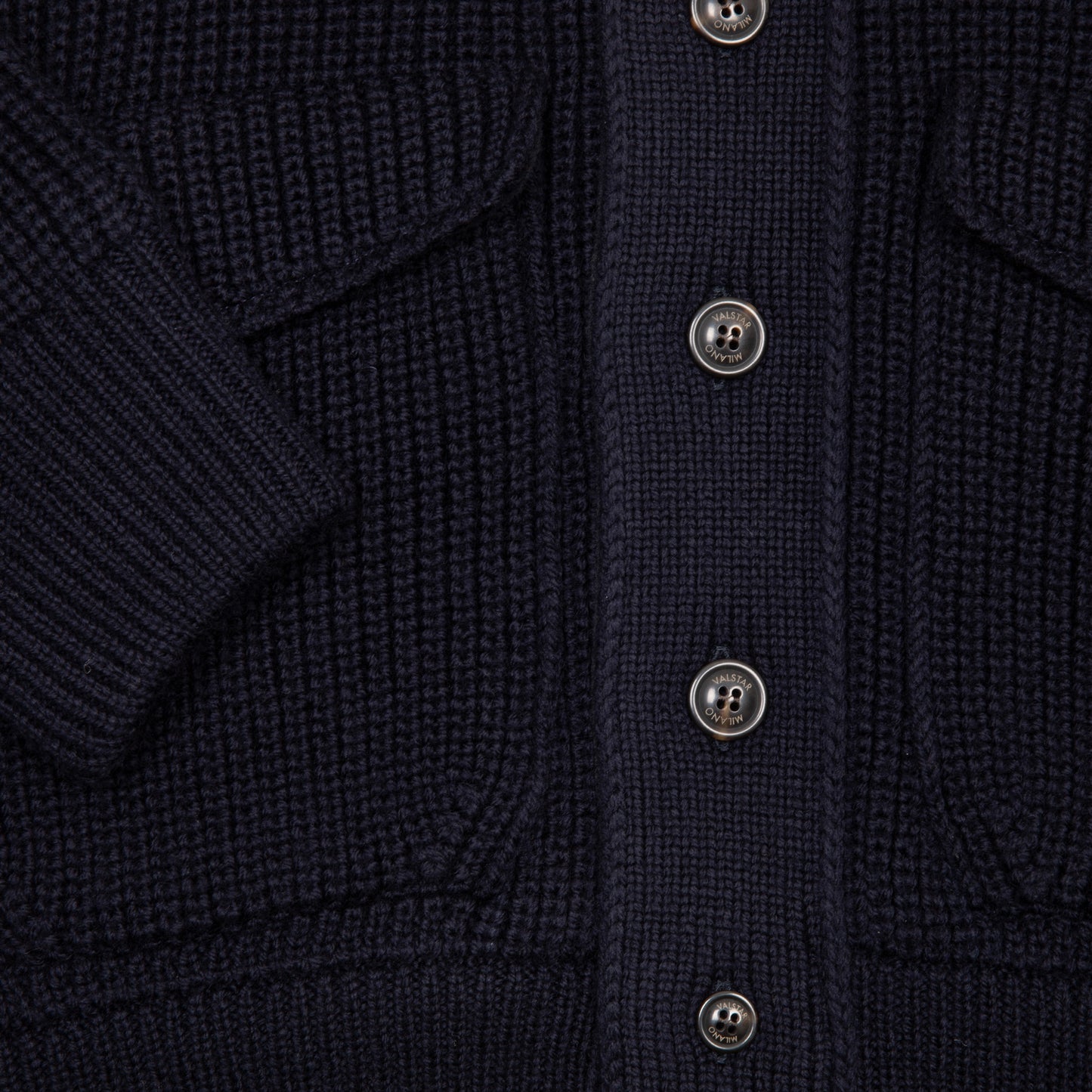 Valstar Valstarino Knitted Virgin Wool Jacket in Navy