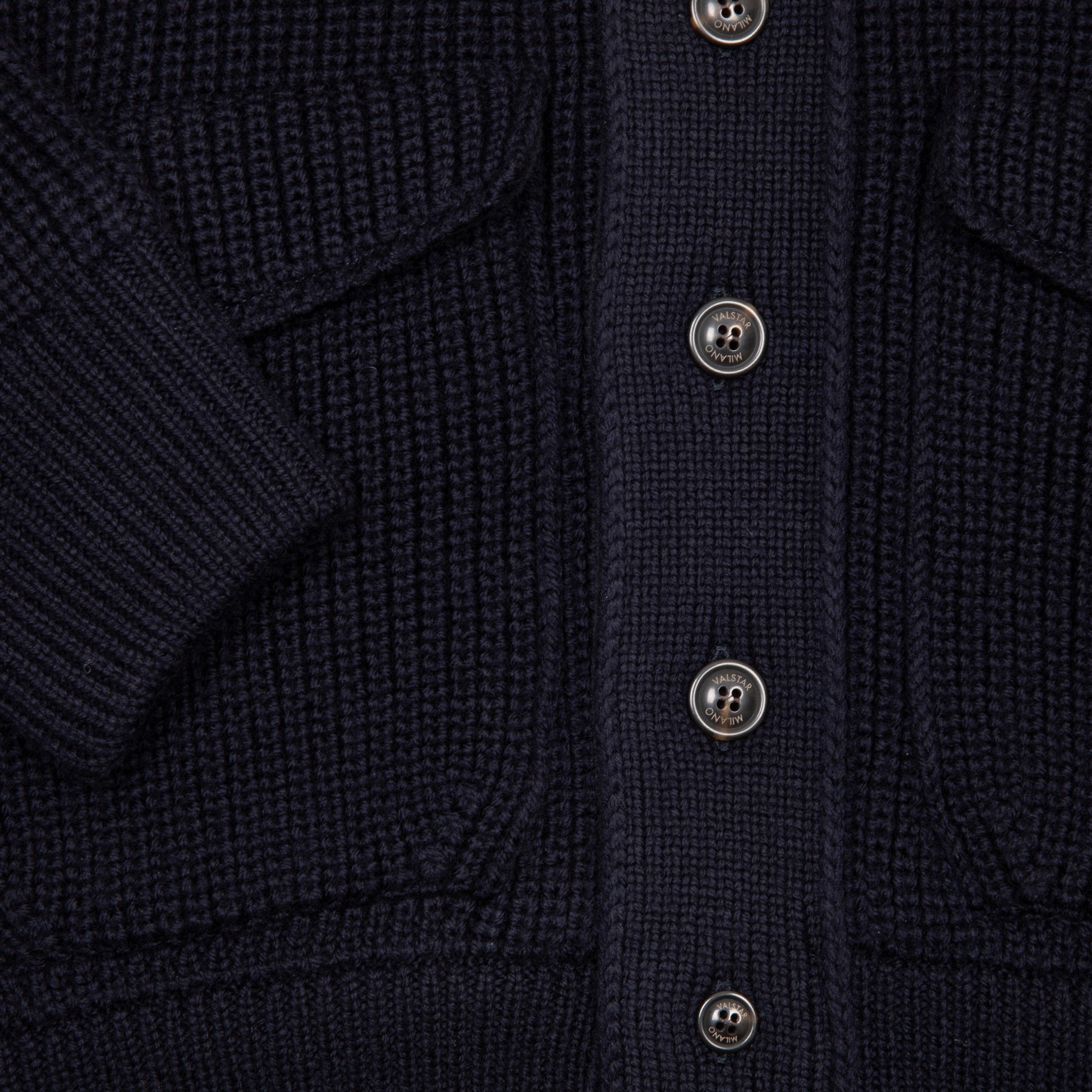 Valstar Valstarino Knitted Virgin Wool Jacket in Navy