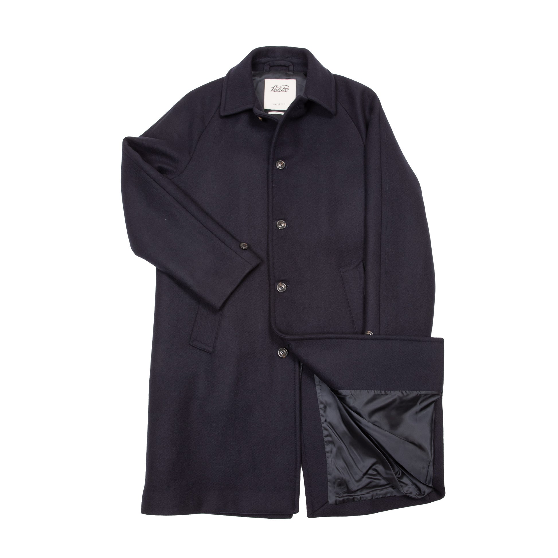 Valstar Vittoria Felted Virgin Wool Overcoat in Navy
