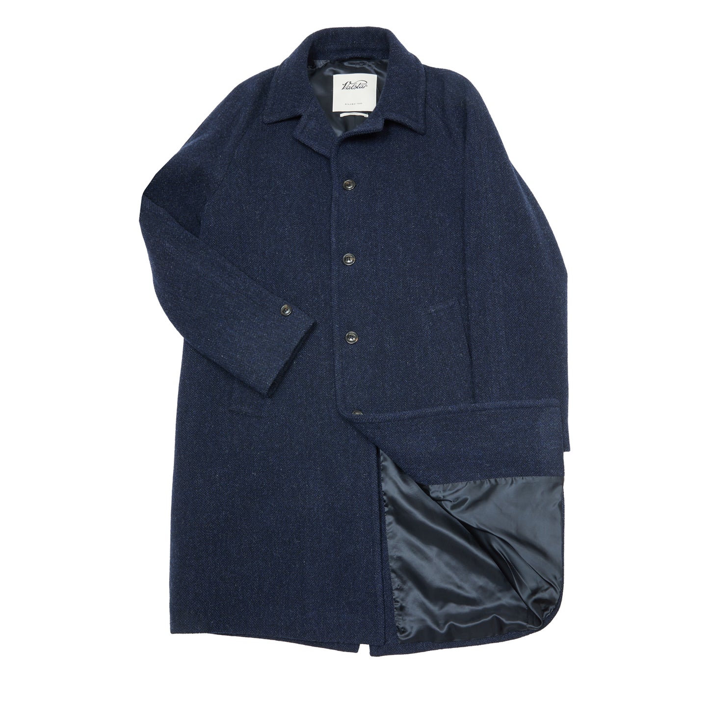Valstar Vittoria Broken Twill Virgin Wool Overcoat in Navy/Blue