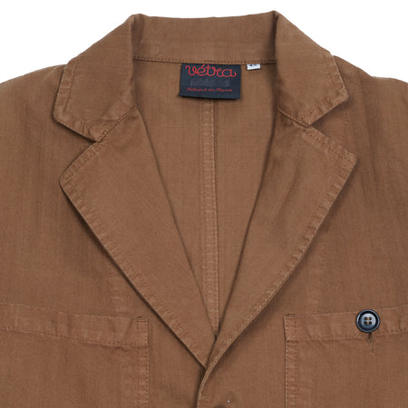 Four pocket workwear blazer in cotton herringbone. 100% Cotton. Made in France.