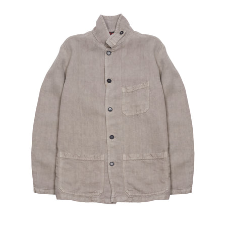 Officer jacket in thick substantial linen. 100% linen. Made in France.