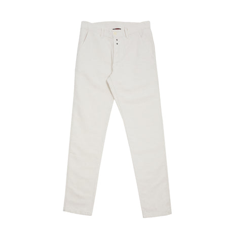 Workwear trousers in cotton and linen blend hopsack. Features a traditional button and catch fly and patch pockets at the back. Made in France.