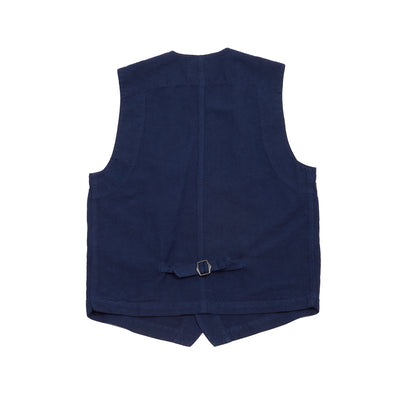 Workwear vest in cotton and linen blend hopsack. 56% Cotton / 44% Linen. Made in France.