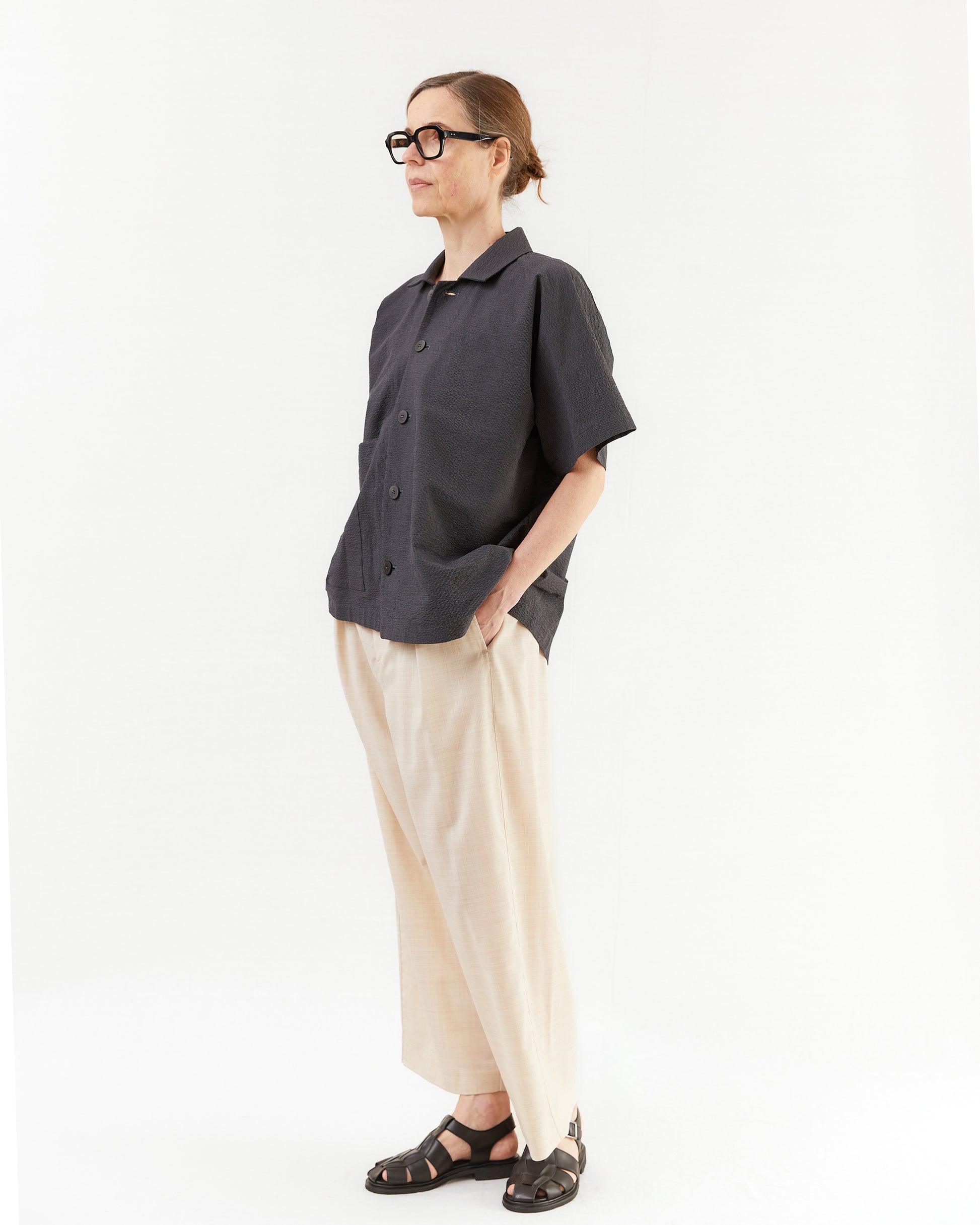 Wright + Doyle Camp Collar Shirt in Slate