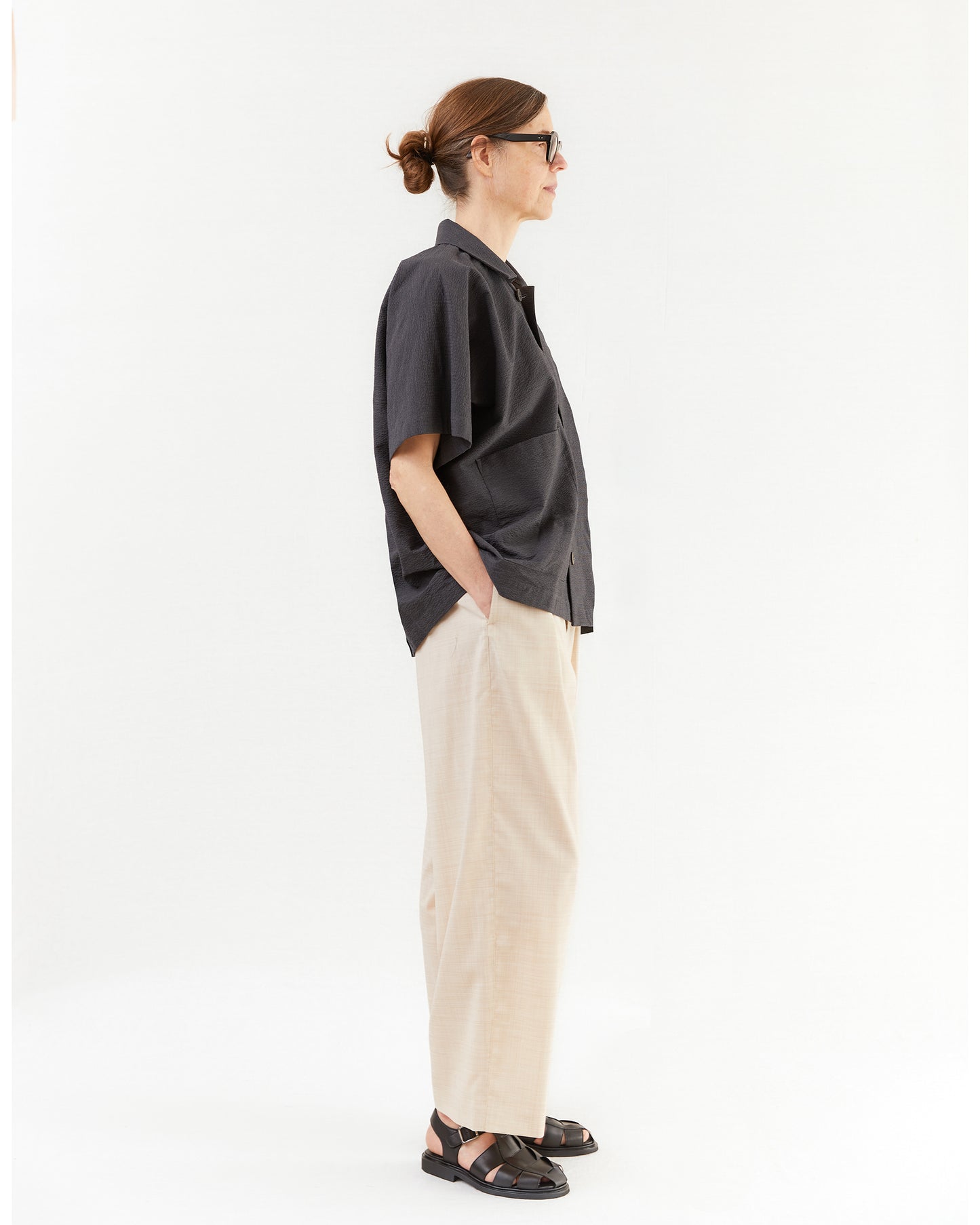 Wright + Doyle Camp Collar Shirt in Slate