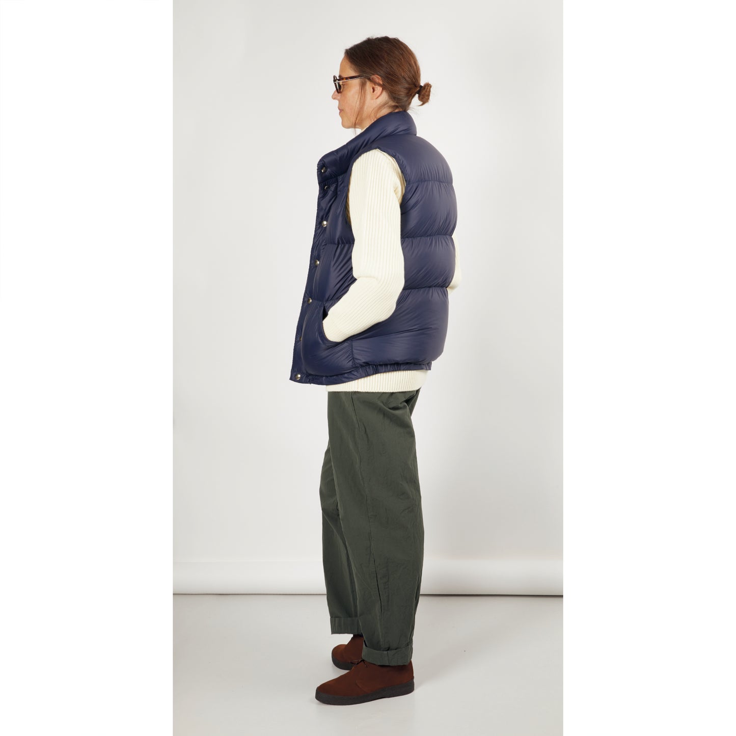 Crescent Down Works Italian Vest in Navy/Navy